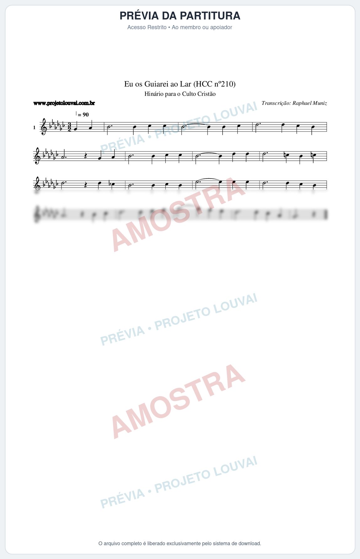 Prévia protegida da primeira página da partitura Partitura da música Eu os Guiarei ao Lar (HCC nº210) - Hinário para o Culto Cristão - Tom Gb