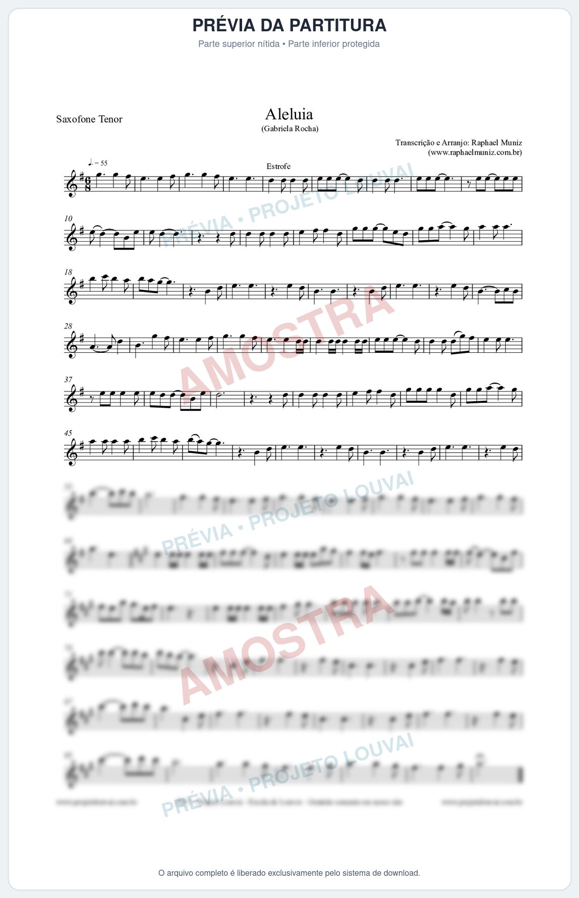 Prévia protegida da primeira página da partitura Partitura para Sax Tenor - Aleluia (Hallelujah) - Gabriela Rocha