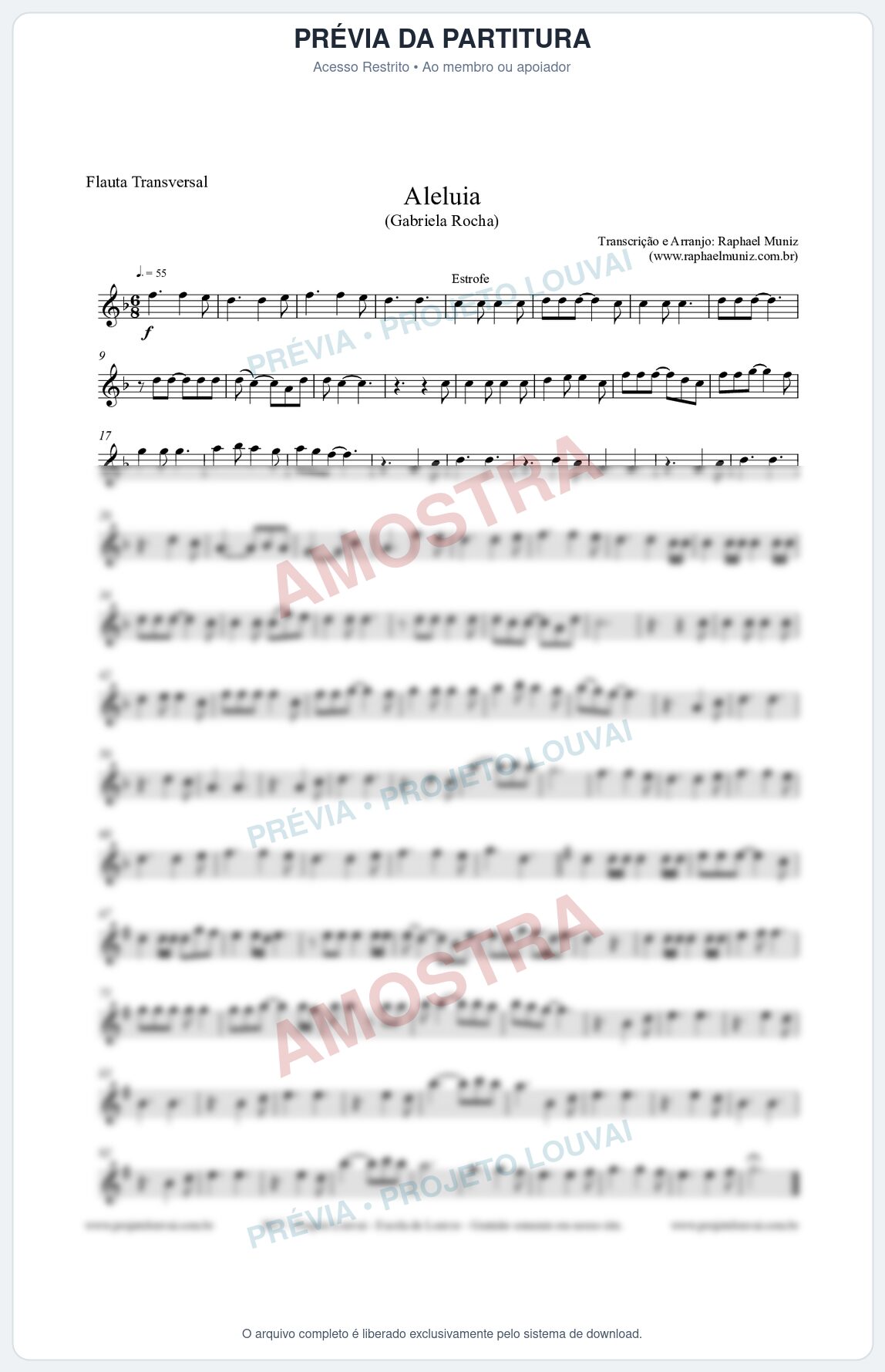 Prévia protegida da primeira página da partitura Partituras para Flauta Transversal - Aleluia (Hallelujah) - Gabriela Rocha