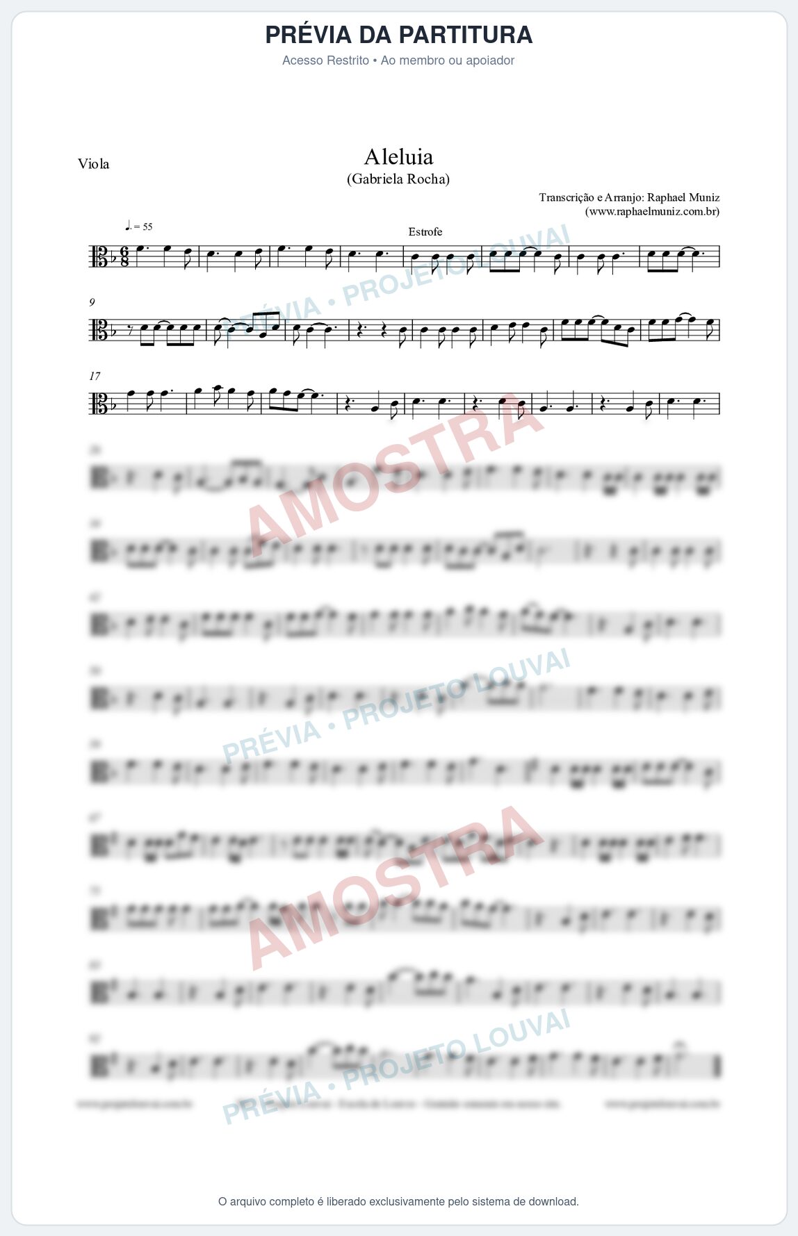 Prévia protegida da primeira página da partitura Partitura para Viola - Aleluia (Hallelujah) - Gabriela Rocha