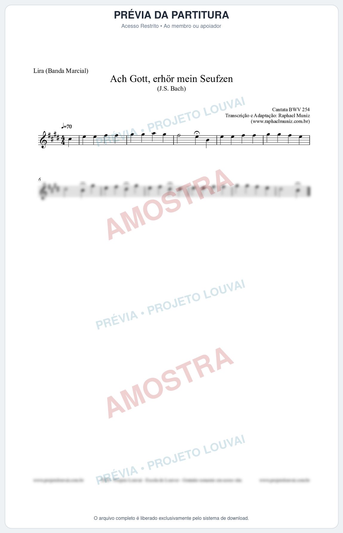 Prévia protegida da primeira página da partitura Partitura para Lira (Banda Marcial) - Ach Gott, erhör mein Seufzen (BWV 254) (Tom C#m) - Johann Sebastian Bach