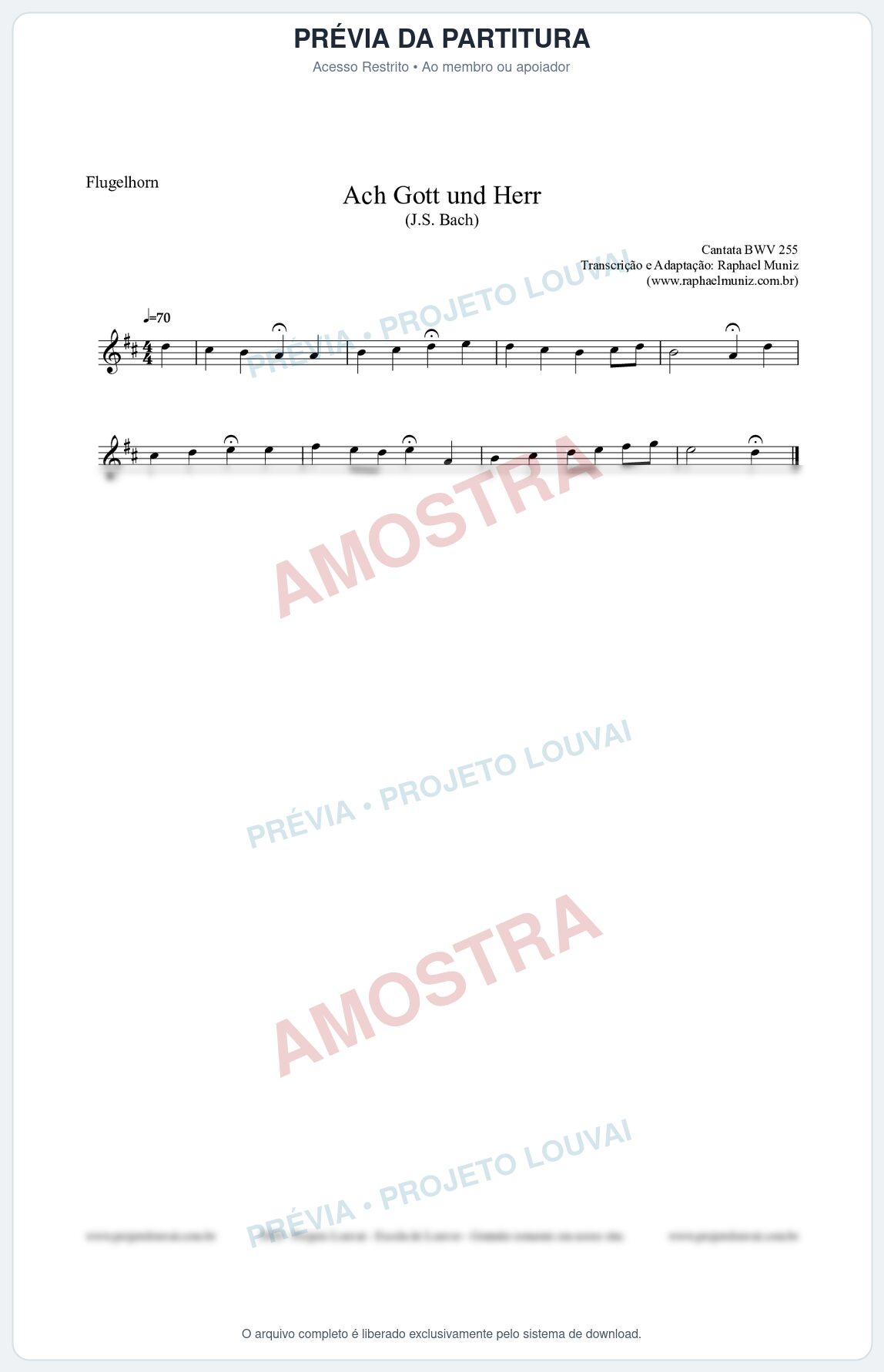 Prévia protegida da primeira página da partitura Partitura para Flugelhorn - Ach Gott und Herr (BWV 255) (Tom C) - Johann Sebastian Bach