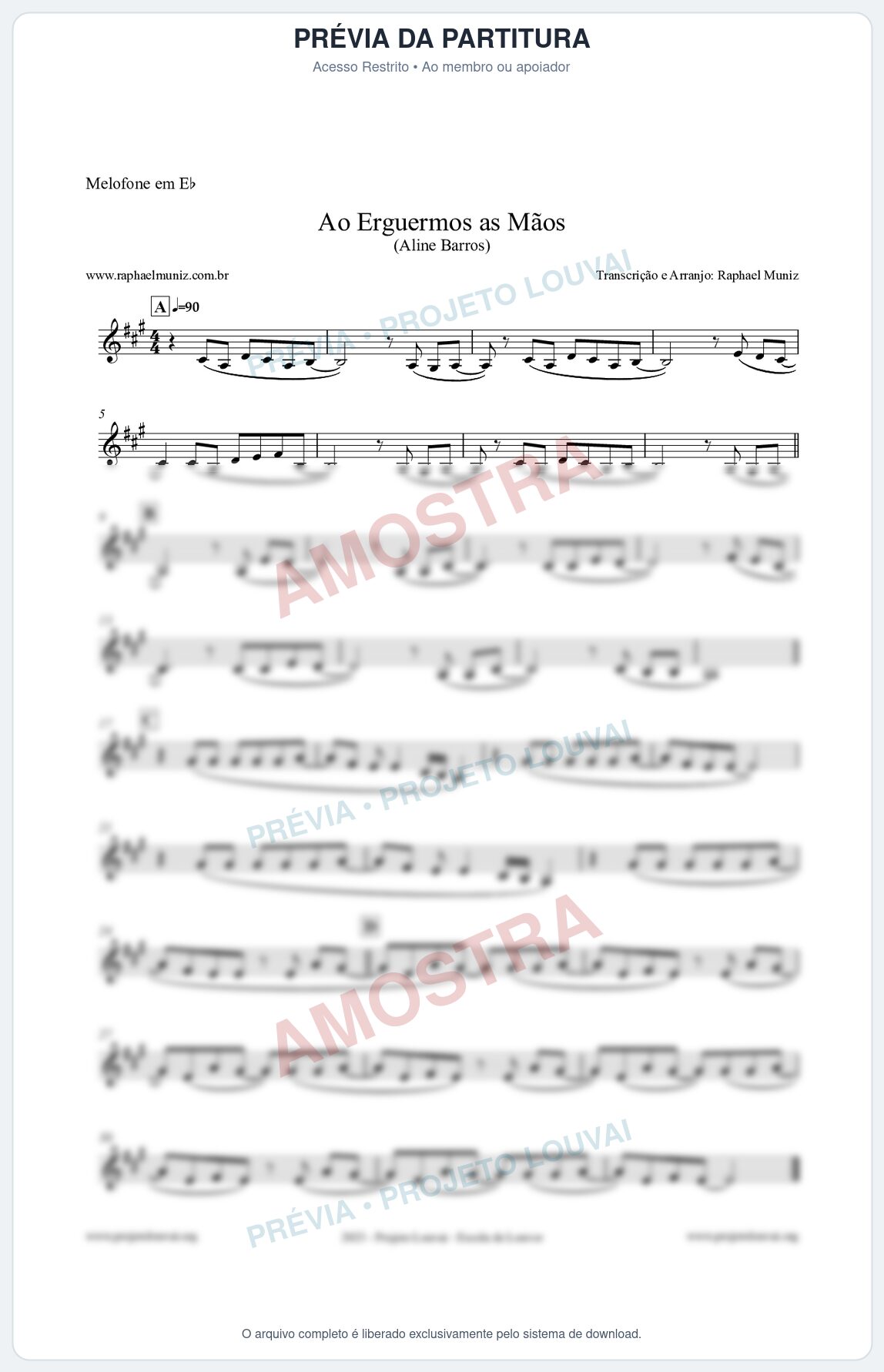 Prévia protegida da primeira página da partitura Partitura para Melofone em Eb - Ao Erguermos as Mãos - Aline Barros