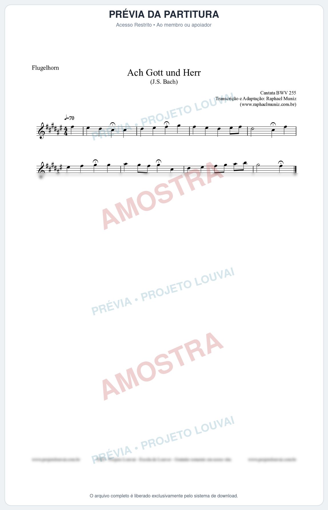 Prévia protegida da primeira página da partitura Partitura para Flugelhorn - Ach Gott und Herr (BWV 255) (Tom E) - Johann Sebastian Bach
