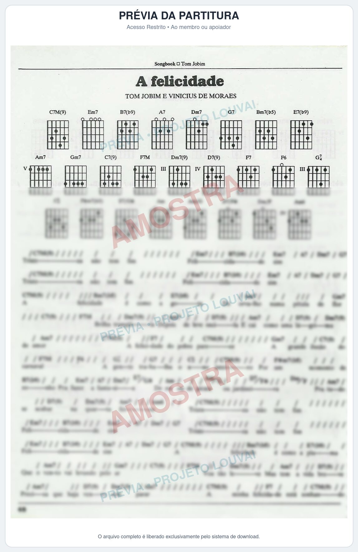 Prévia protegida da primeira página da partitura Partitura para Trompete Piccolo em Sib - A Felicidade - Tom Jobim