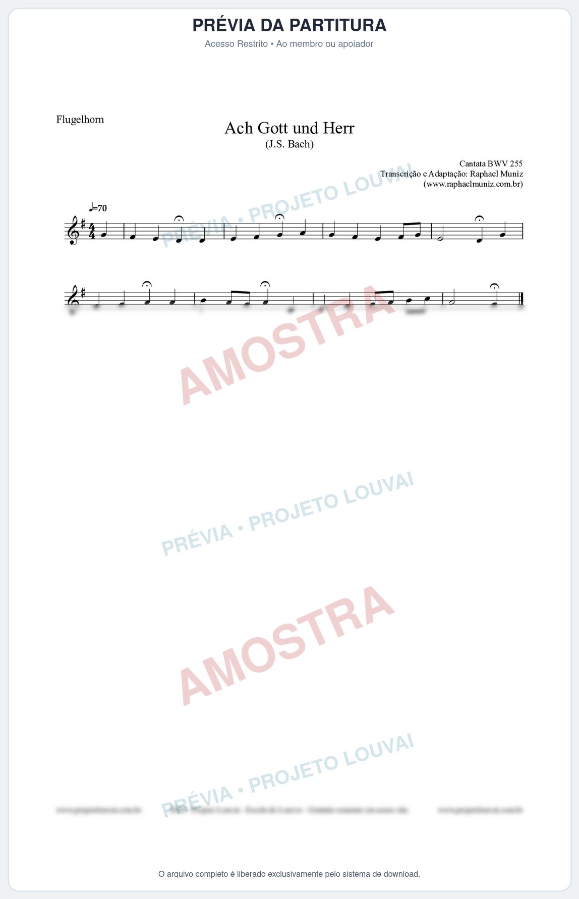 Prévia protegida da primeira página da partitura Partitura para Flugelhorn - Ach Gott und Herr (BWV 255) (Tom F) - Johann Sebastian Bach