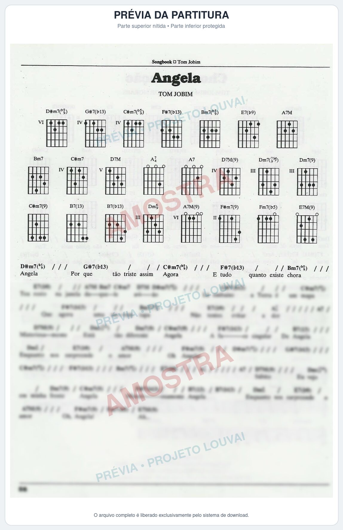 Prévia protegida da primeira página da partitura Partitura para Baixo de 4 cordas - Angela - Tom Jobim