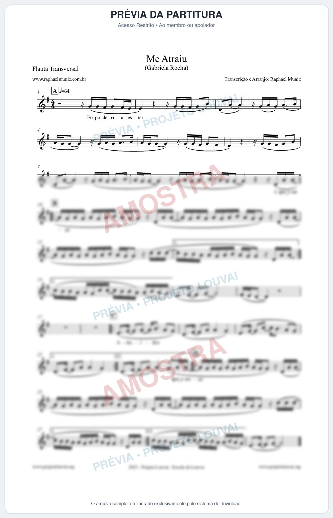 Prévia protegida da primeira página da partitura Partitura para Flauta Transversal - Me Atraiu - Gabriela Rocha