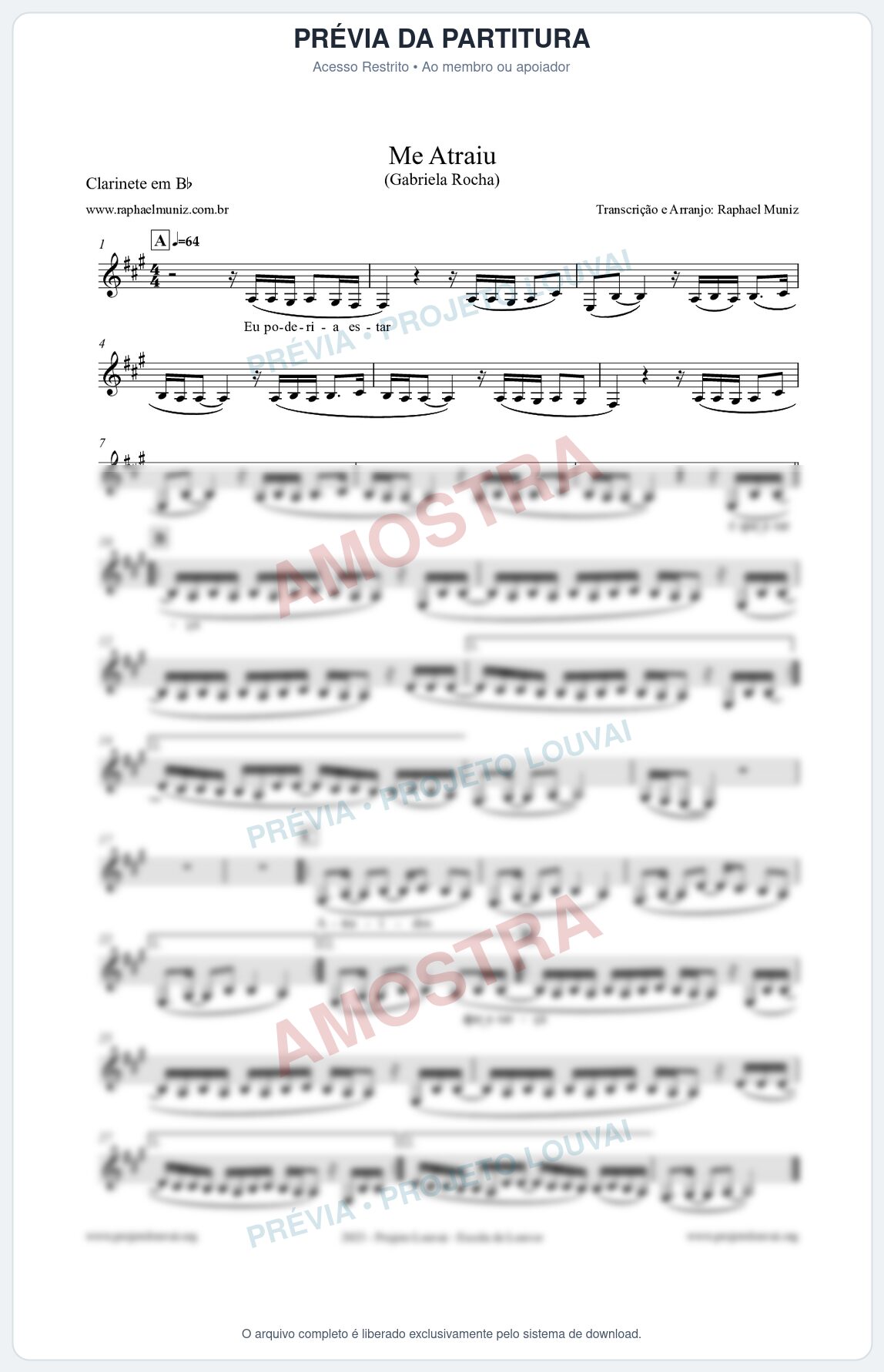 Prévia protegida da primeira página da partitura Partitura para Clarinete em Bb - Me Atraiu - Gabriela Rocha