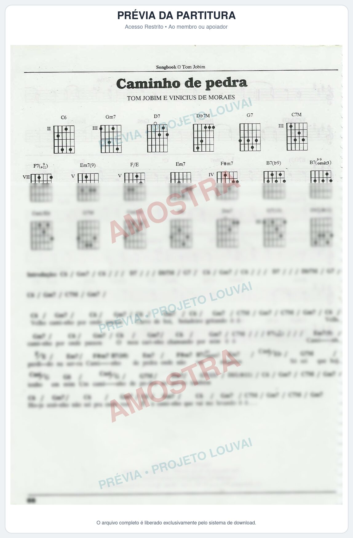 Prévia protegida da primeira página da partitura Partitura para Bandolim - Caminho de Pedra - Tom Jobim
