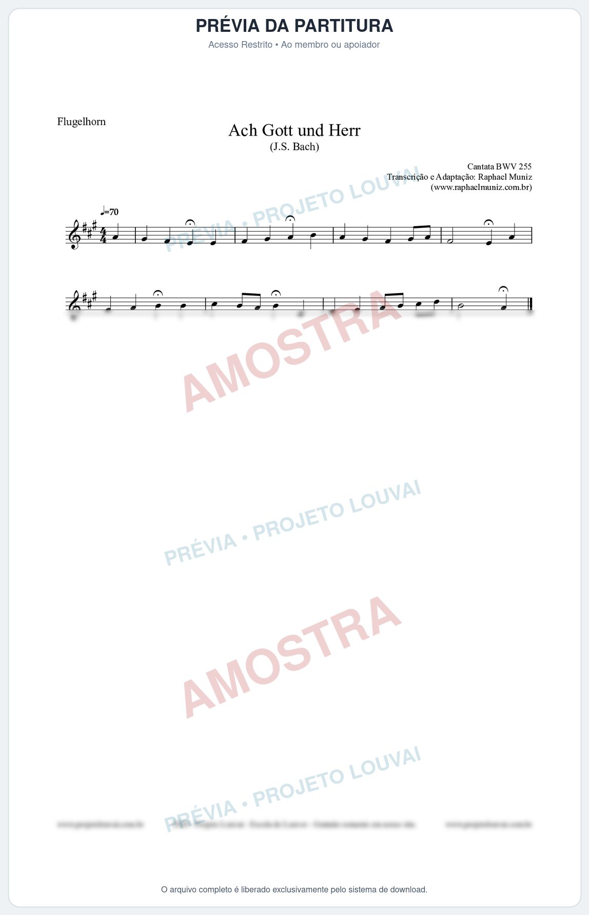 Prévia protegida da primeira página da partitura Partitura para Flugelhorn - Ach Gott und Herr (BWV 255) (Tom G) - Johann Sebastian Bach