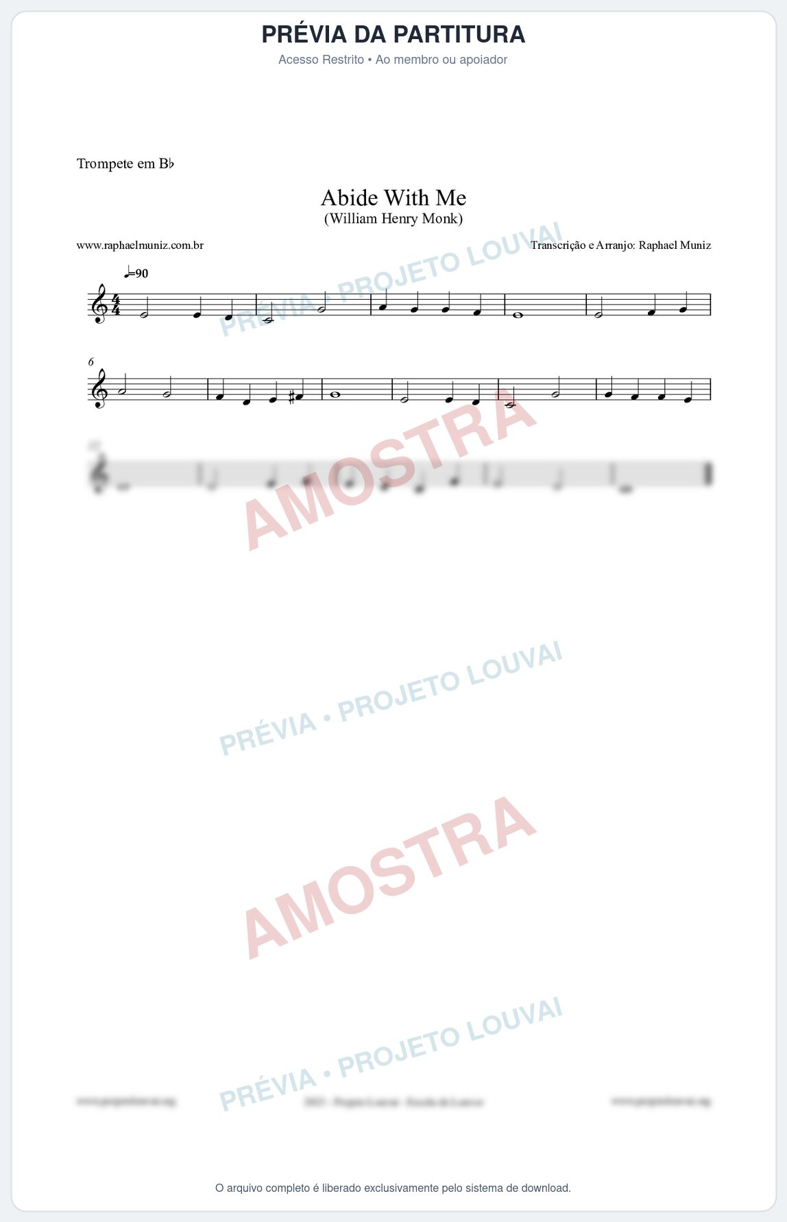 Prévia protegida da primeira página da partitura Partitura para Trompete em Bb - Abide With Me - William Henry Monk