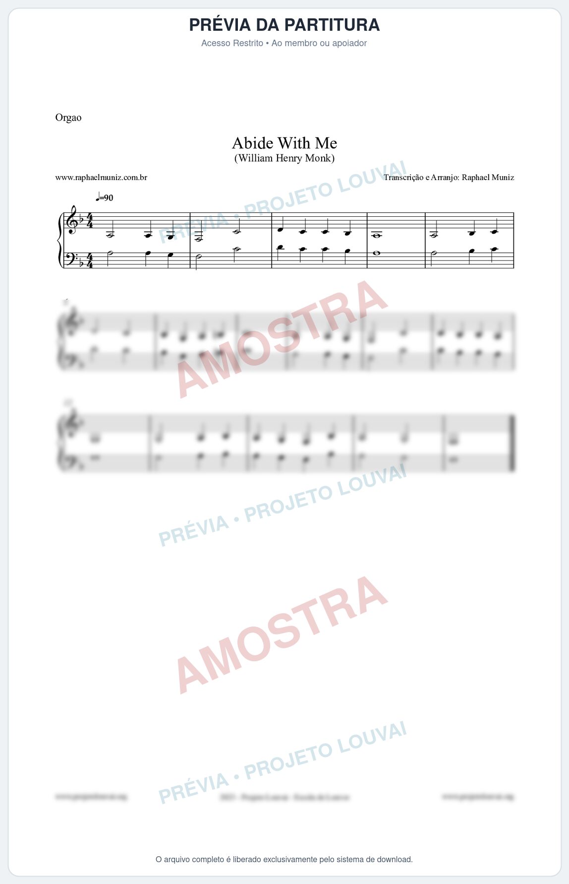 Prévia protegida da primeira página da partitura Partitura para Órgão - Abide With Me - William Henry Monk
