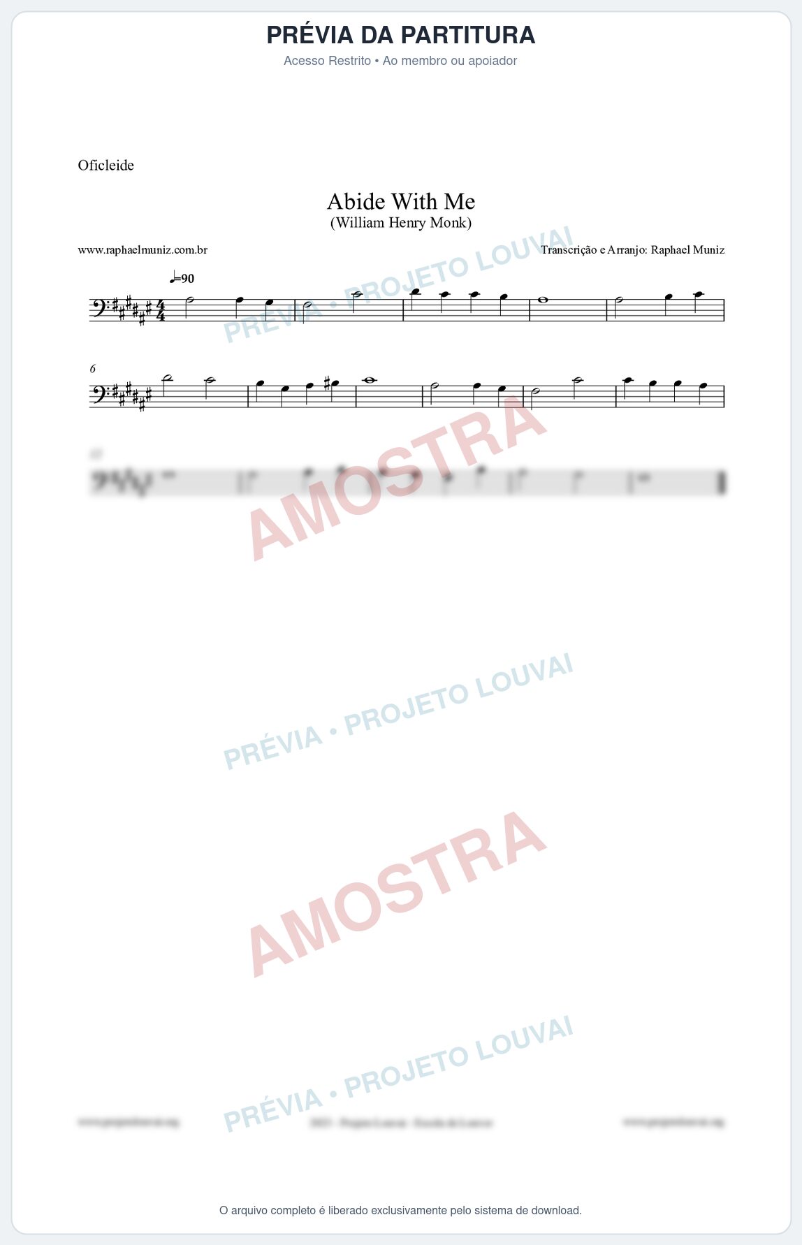Prévia protegida da primeira página da partitura Partitura para Oficleide - Abide With Me - William Henry Monk