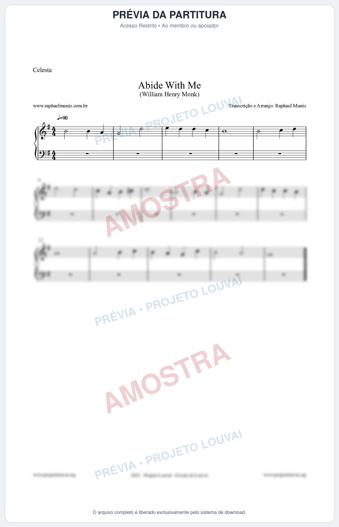 Prévia protegida da primeira página da partitura Partitura para Celesta - Abide With Me - William Henry Monk