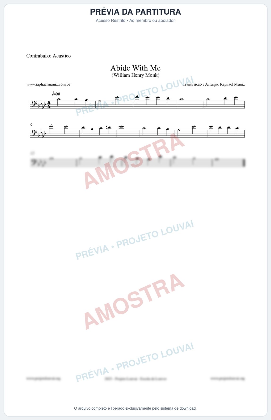 Prévia protegida da primeira página da partitura Partitura para Contrabaixo Acústico - Abide With Me - William Henry Monk