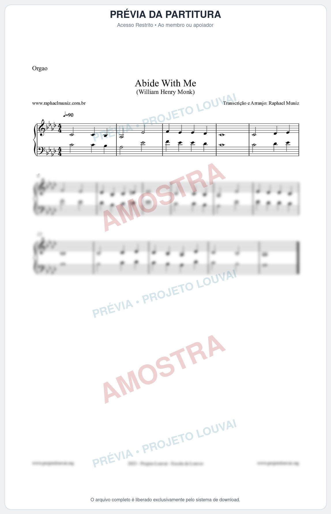 Prévia protegida da primeira página da partitura Partitura para Órgão - Abide With Me - William Henry Monk