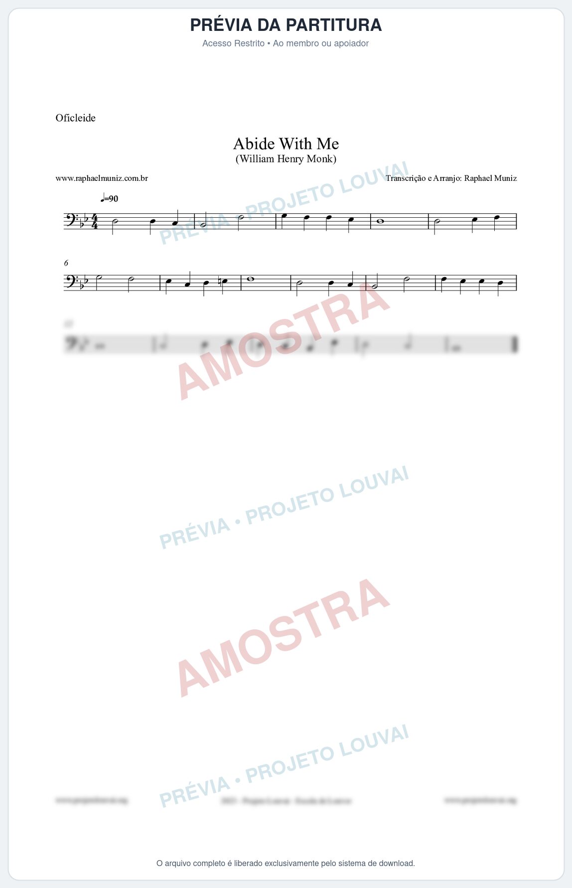 Prévia protegida da primeira página da partitura Partitura para Oficleide - Abide With Me - William Henry Monk