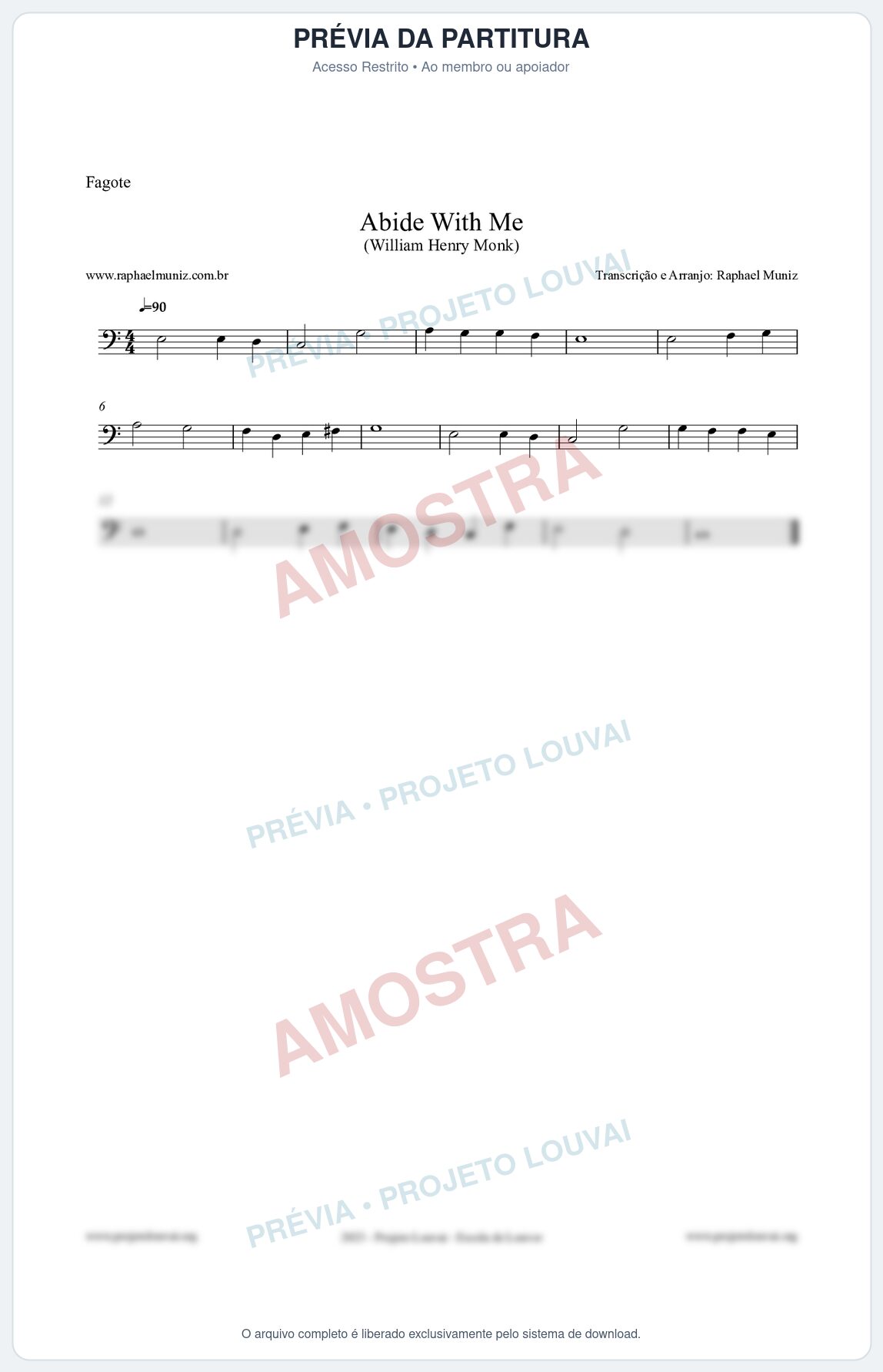 Prévia protegida da primeira página da partitura Partitura para Fagote - Abide With Me - William Henry Monk
