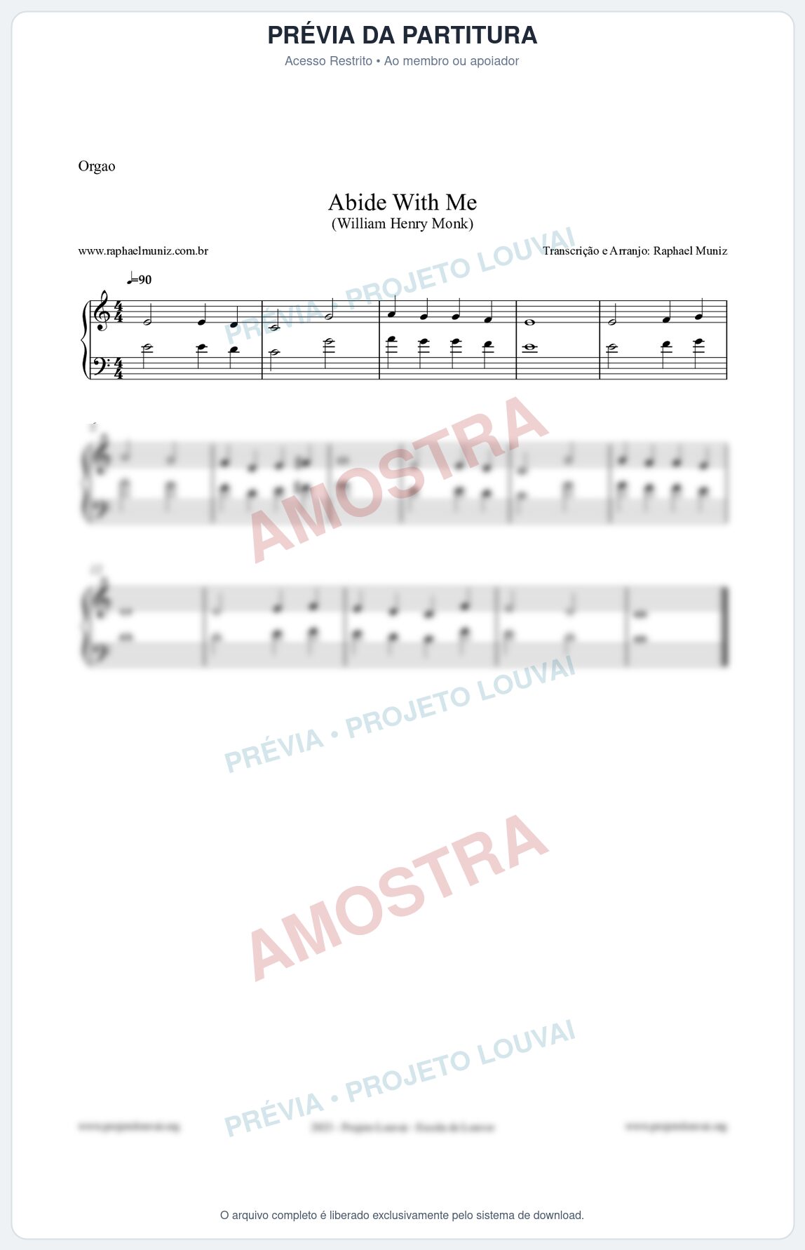 Prévia protegida da primeira página da partitura Partitura para Órgão - Abide With Me - William Henry Monk