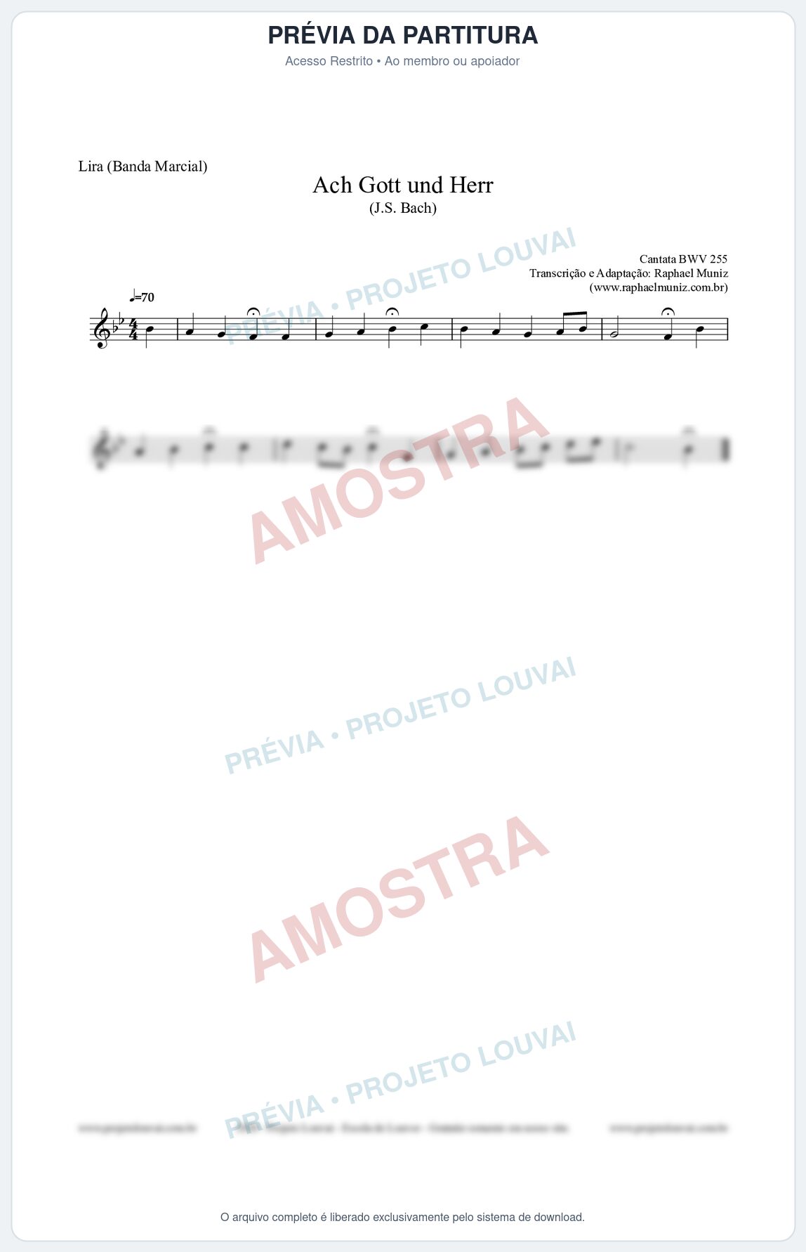 Prévia protegida da primeira página da partitura Partitura para Lira (Banda Marcial) - Ach Gott und Herr (BWV 255) (Tom Bb) - Johann Sebastian Bach
