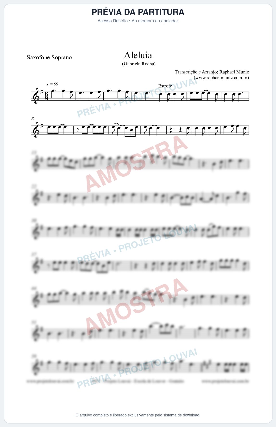 Prévia protegida da primeira página da partitura Partitura para Sax Soprano - Aleluia (Hallelujah) - Gabriela Rocha