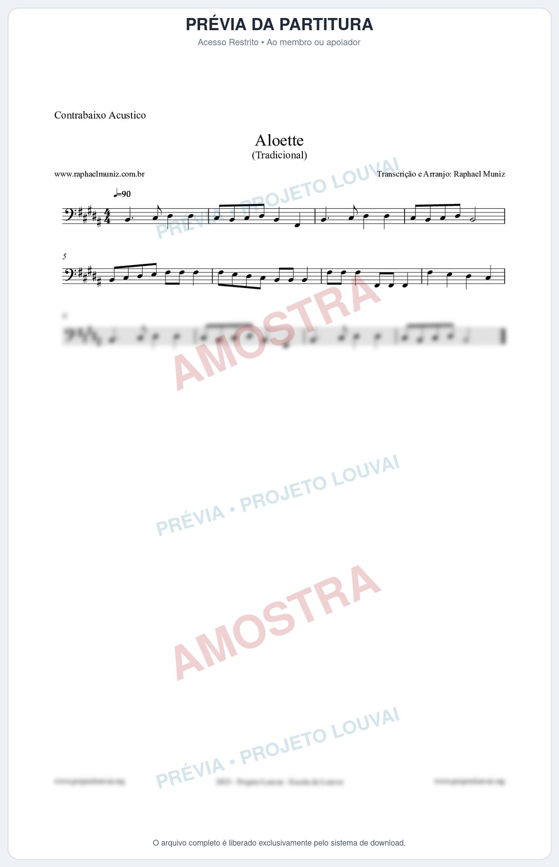 Prévia protegida da primeira página da partitura Partitura para Contrabaixo Acústico - Aloette - Tradicional