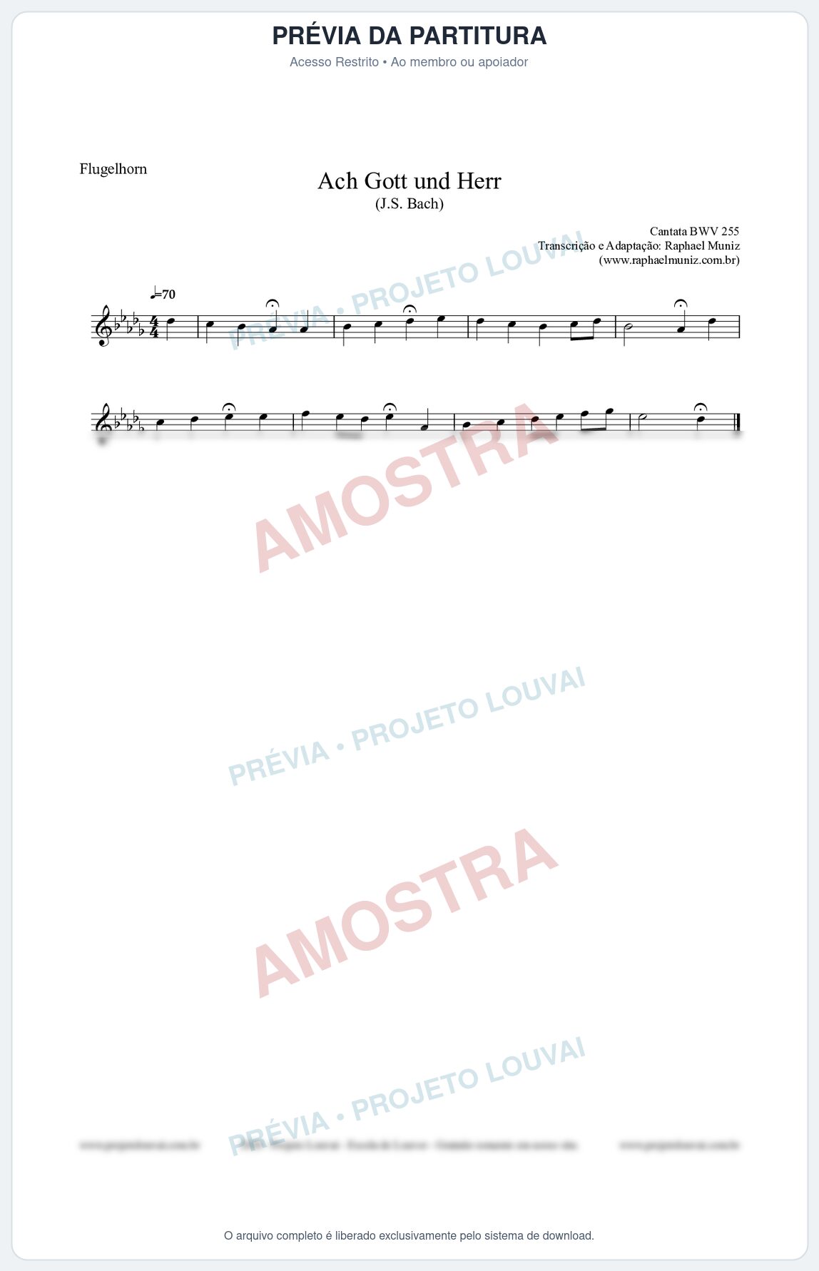 Prévia protegida da primeira página da partitura Partitura para Flugelhorn - Ach Gott und Herr (BWV 255) (Tom B) - Johann Sebastian Bach