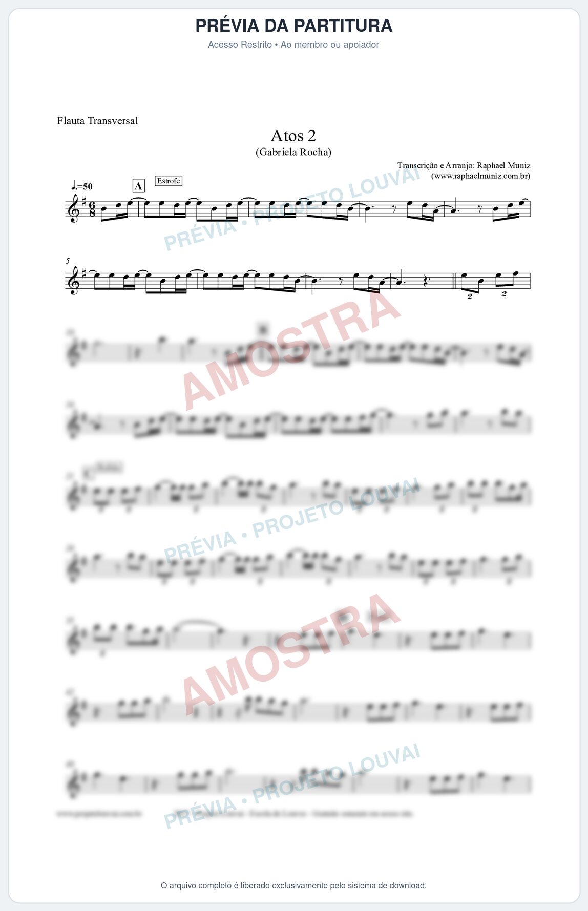 Prévia protegida da primeira página da partitura Partitura para Flauta Transversal - Atos 2  - Gabriela Rocha