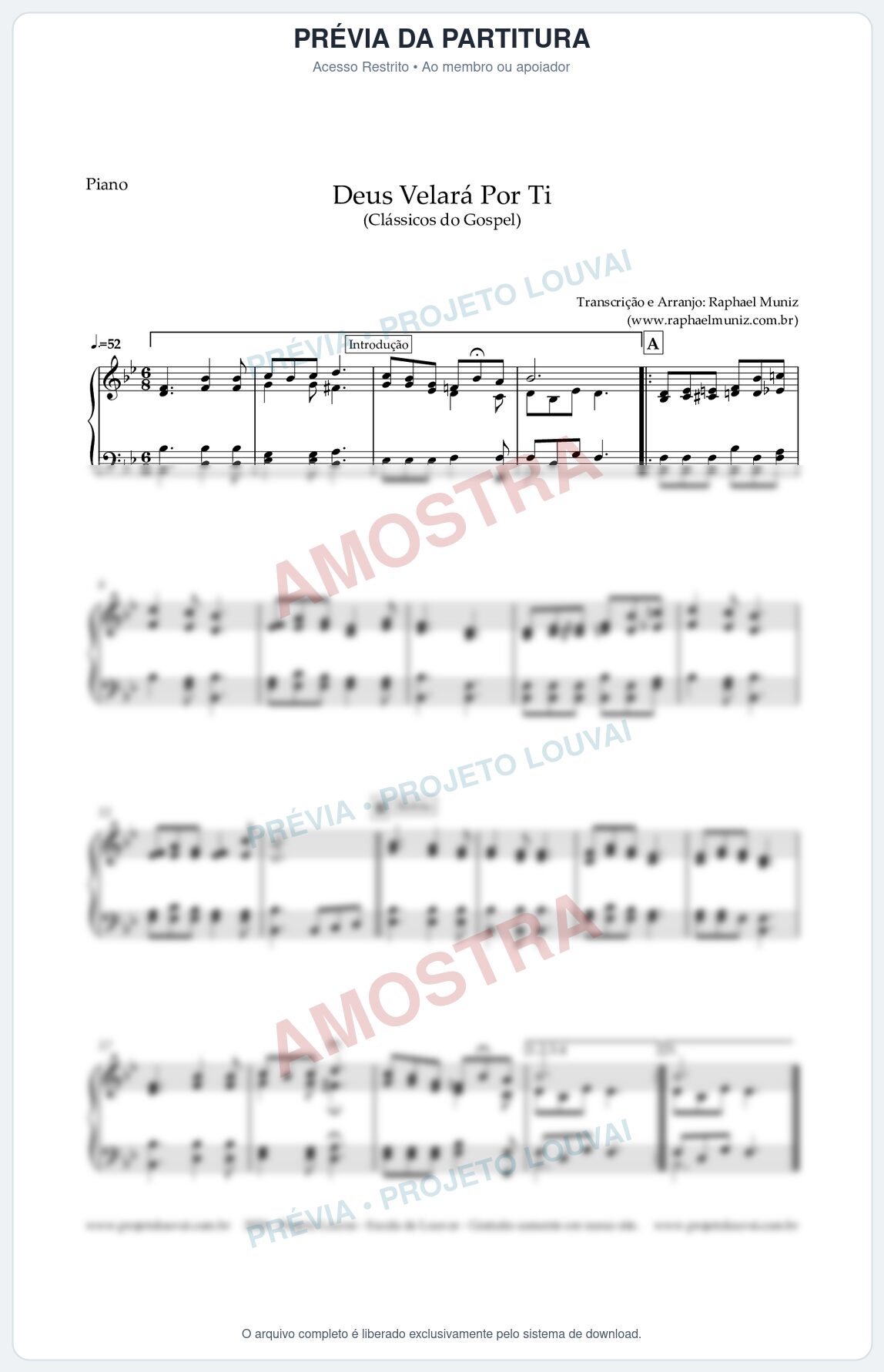 Prévia protegida da primeira página da partitura Partitura para Piano - Deus Velará Por Ti - Harpa Cristã nº4 - Clássicos do Gospel