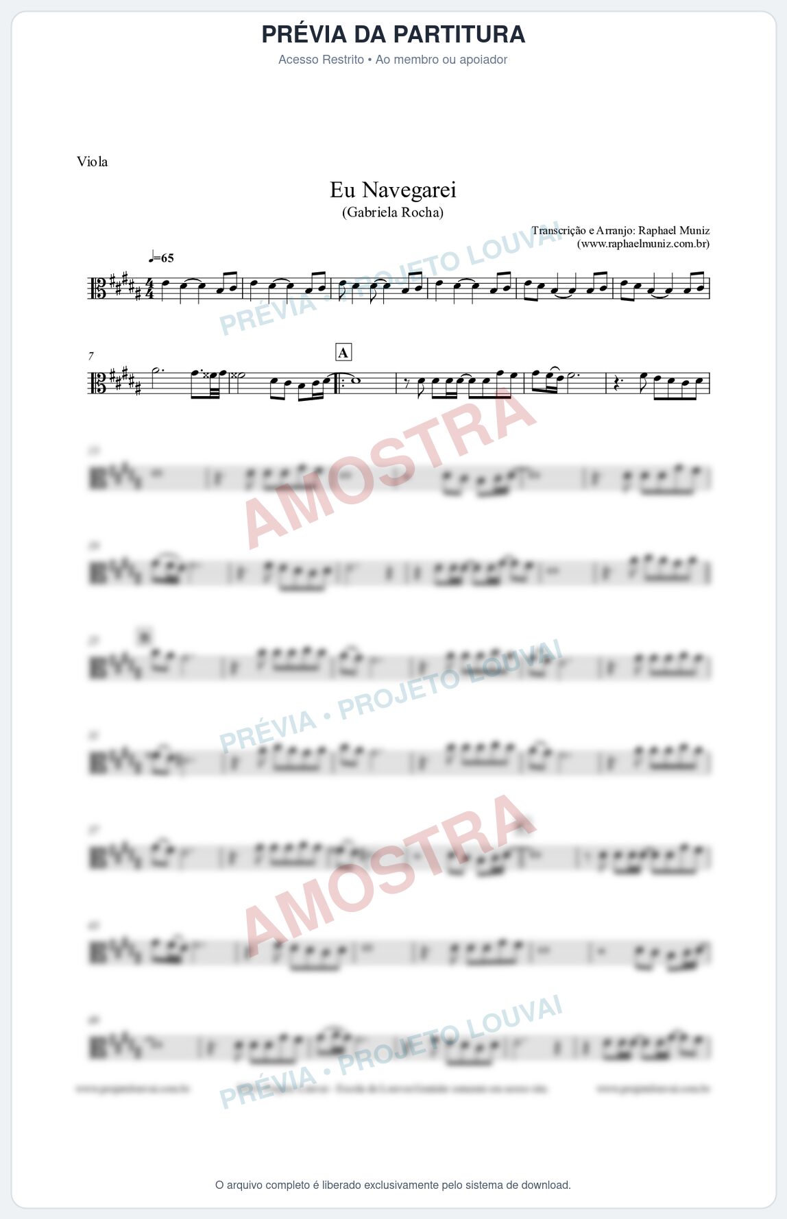 Prévia protegida da primeira página da partitura Partitura para Viola - Eu Navegarei (Versão 2) - Gabriela Rocha