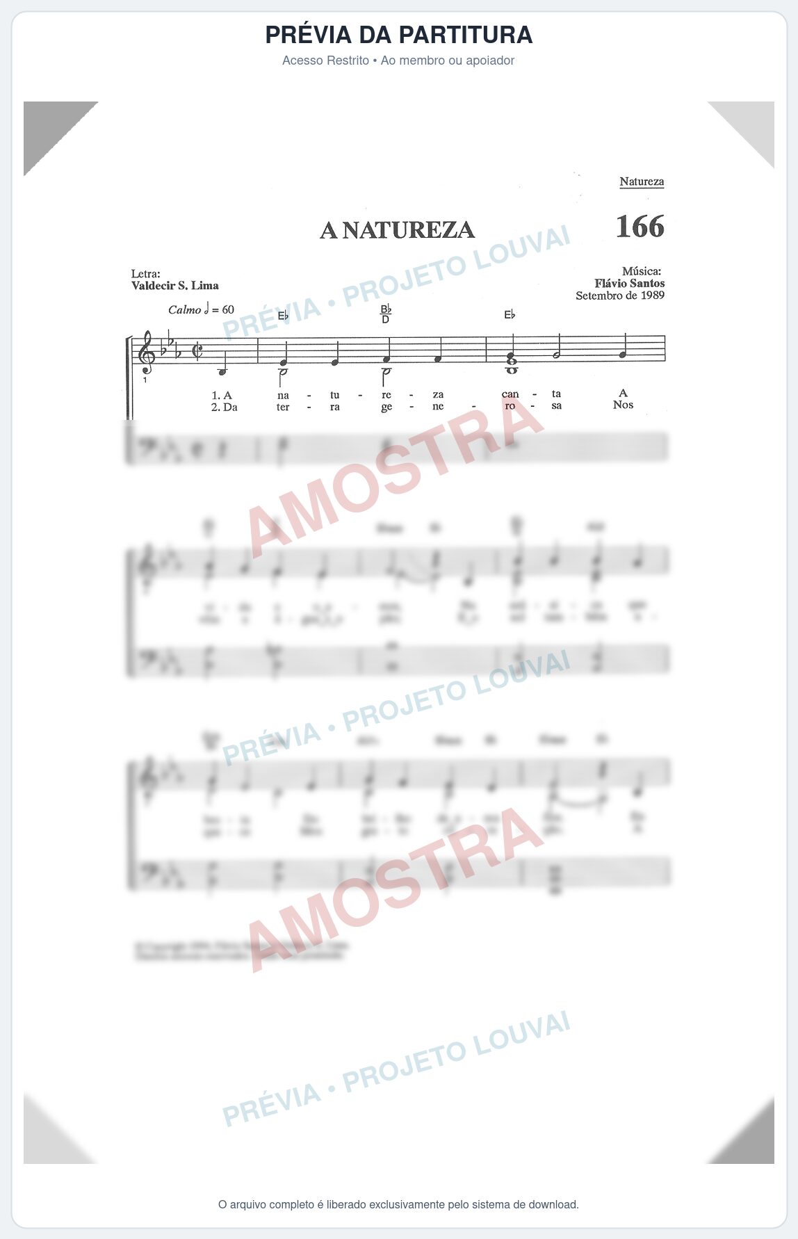 Prévia protegida da primeira página da partitura Partitura para Coral ou Grupo vocal - A Natureza - Partituras Diversas
