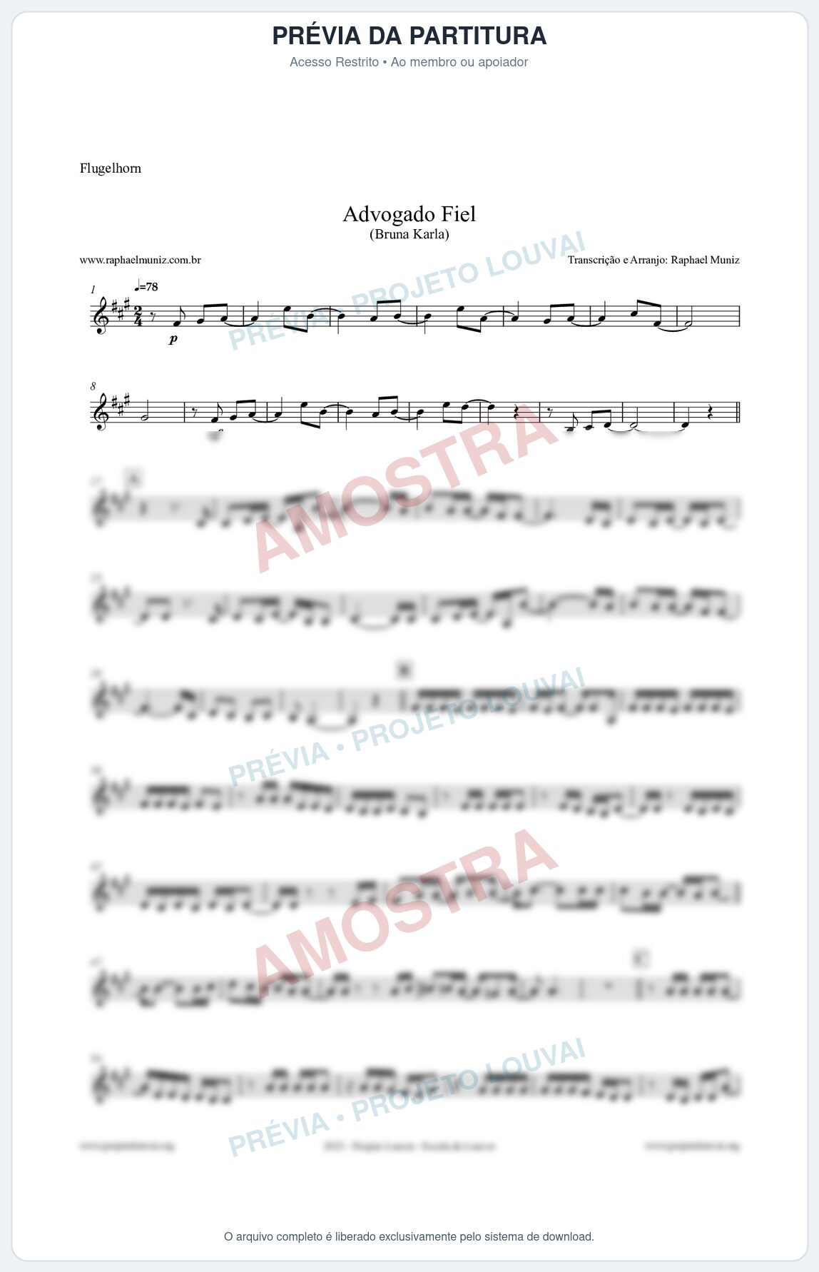 Prévia protegida da primeira página da partitura Partitura para Flugelhorn - Advogado Fiel - Bruna Karla