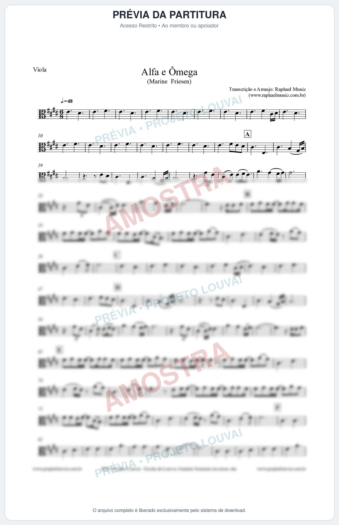 Prévia protegida da primeira página da partitura Partitura para Viola - Alfa e Ômega - Marine Friesen