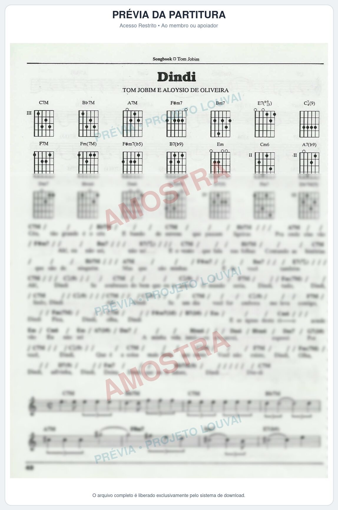 Prévia protegida da primeira página da partitura Partitura para Órgão - Dindi - Tom Jobim