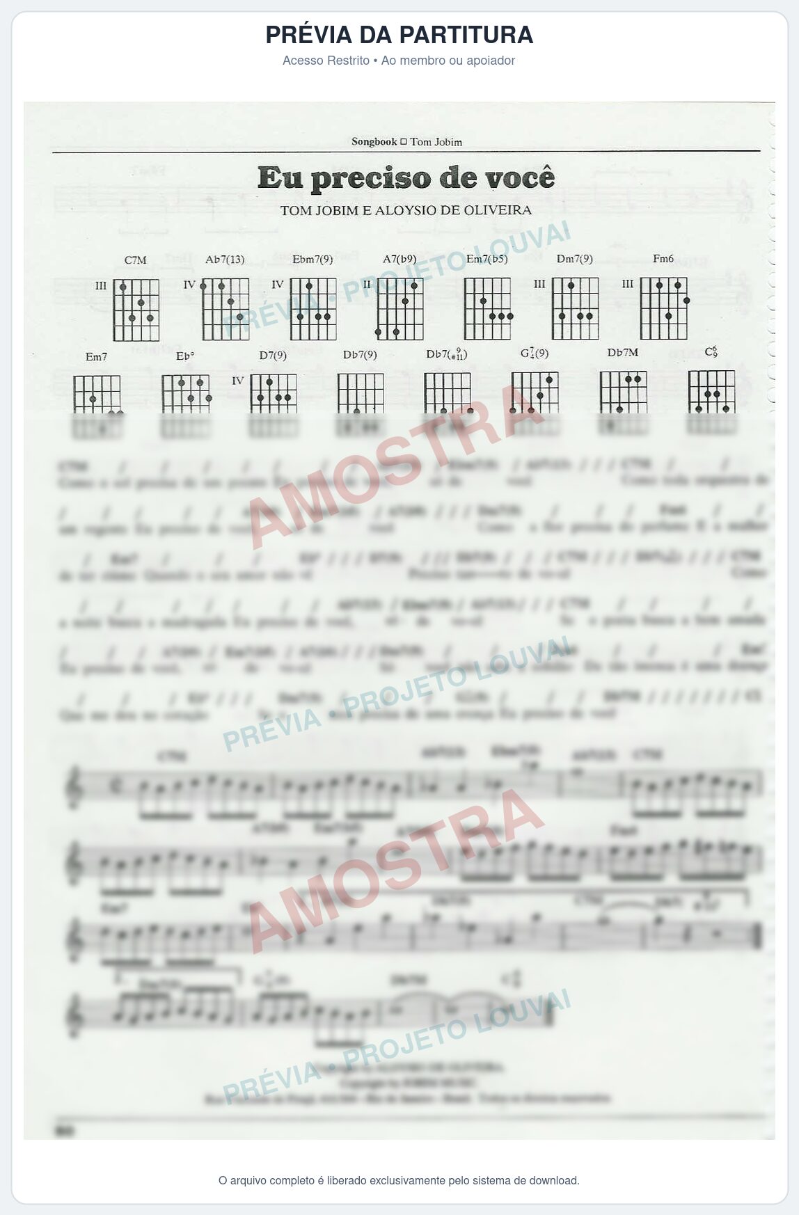 Prévia protegida da primeira página da partitura Partitura para Xilofone - Eu preciso de você - Tom Jobim
