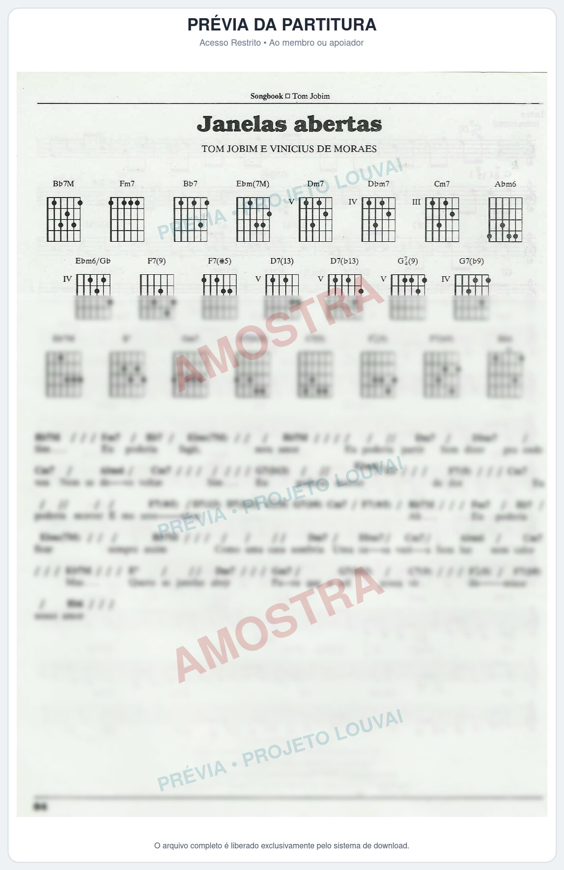 Prévia protegida da primeira página da partitura Partitura para Órgão - Janelas Abertas - Tom Jobim