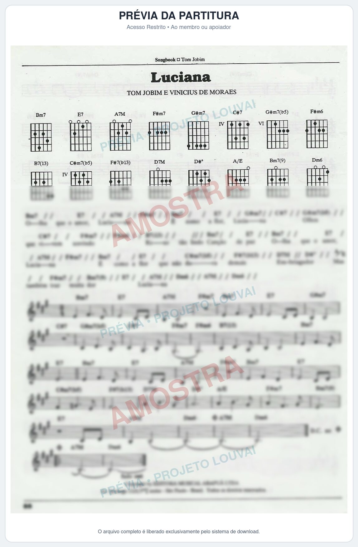 Prévia protegida da primeira página da partitura Partitura para Órgão - Luciana - Tom Jobim