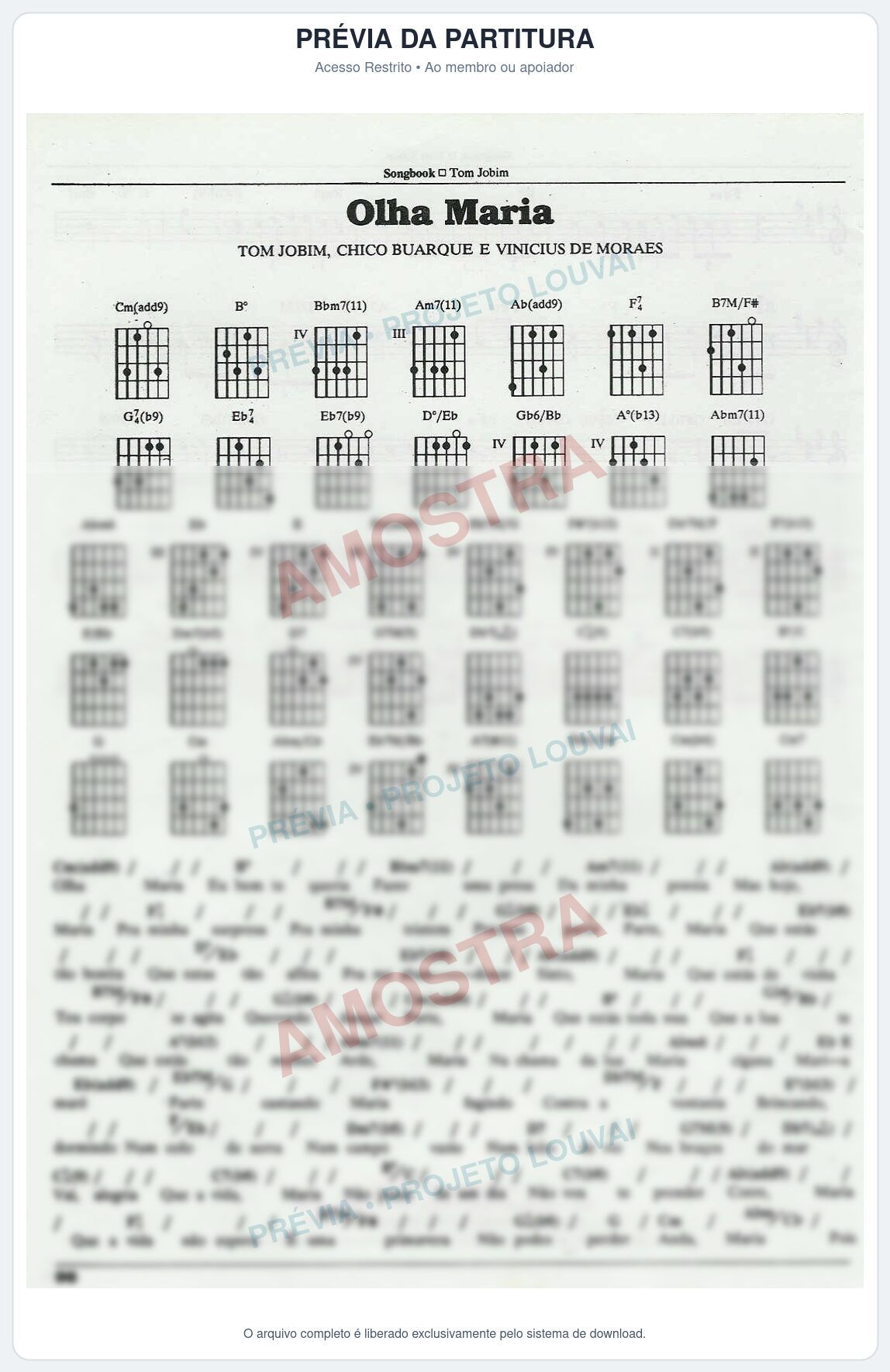 Prévia protegida da primeira página da partitura Partitura para Órgão - Olha Maria - Tom Jobim