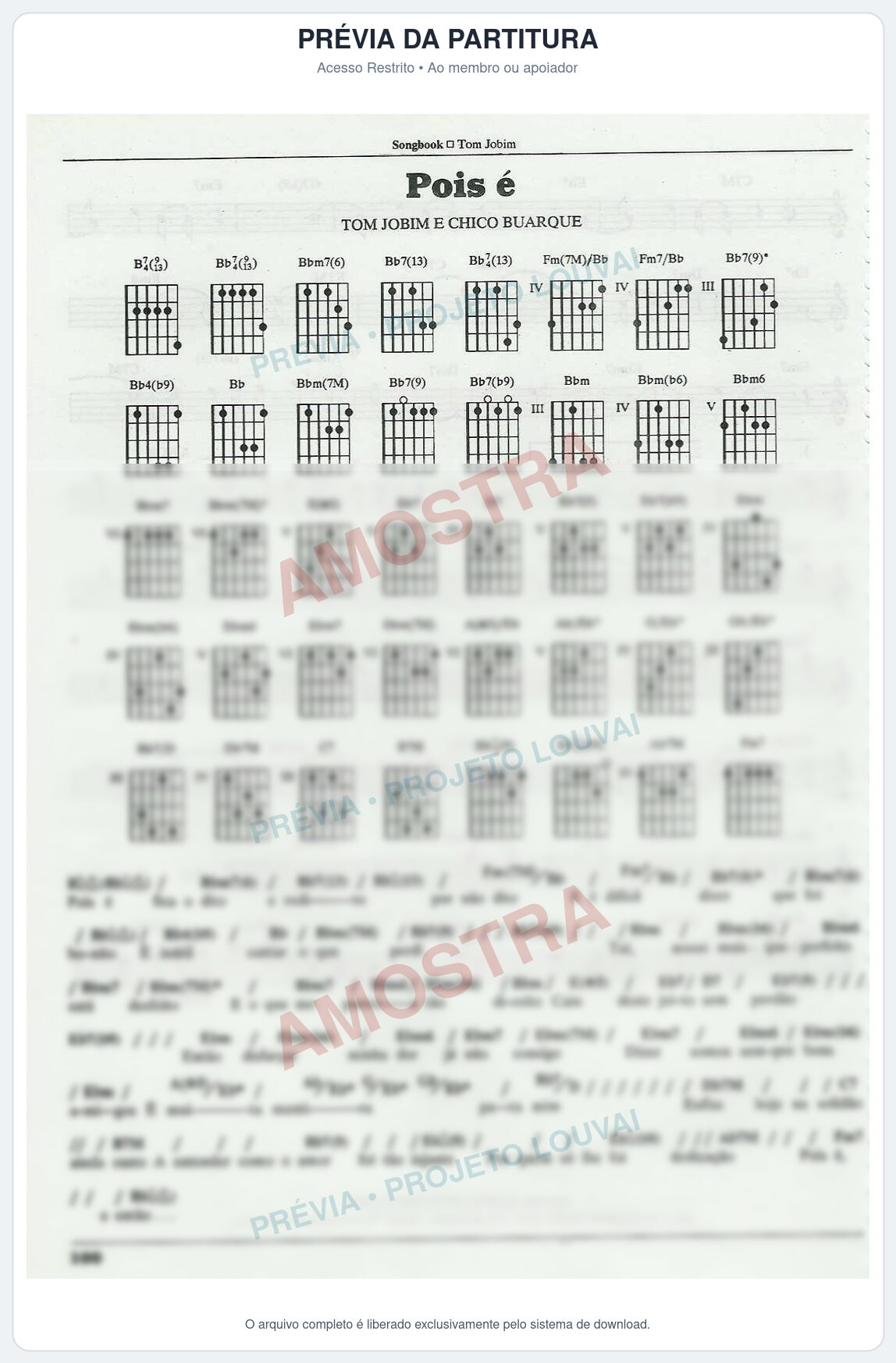 Prévia protegida da primeira página da partitura Partitura para Harpa - Pois é - Tom Jobim