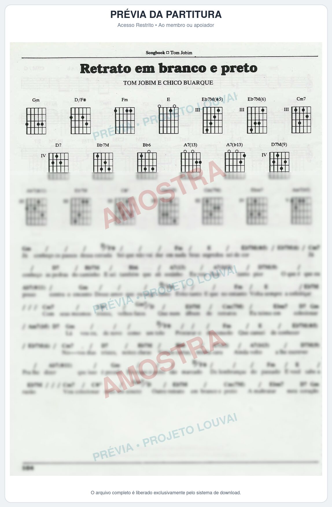 Prévia protegida da primeira página da partitura Partitura para Saxophone Sopranino - Retrato em Preto e Branco - Tom Jobim
