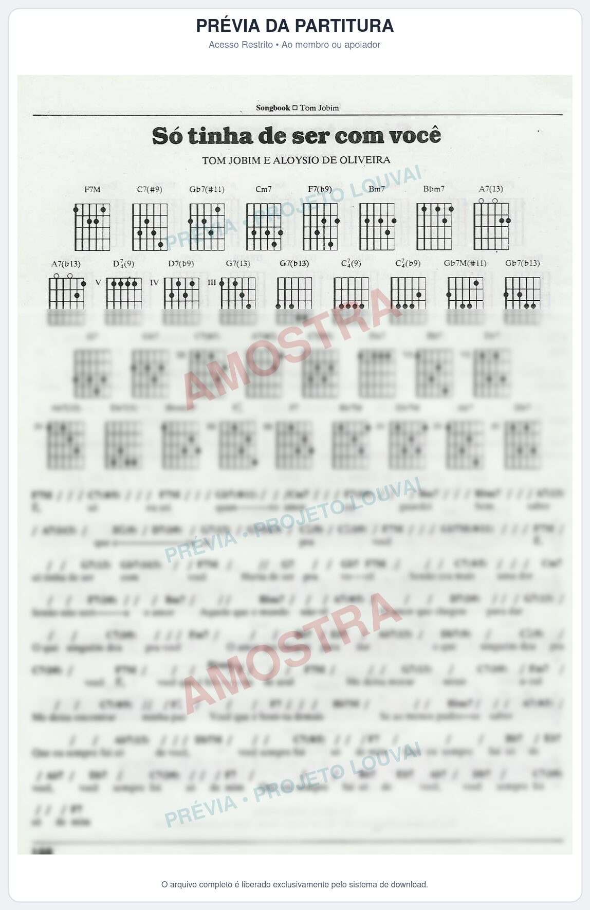 Prévia protegida da primeira página da partitura Partitura para Flauta Doce (Soprano) - Só tinha que ser com você - Tom Jobim
