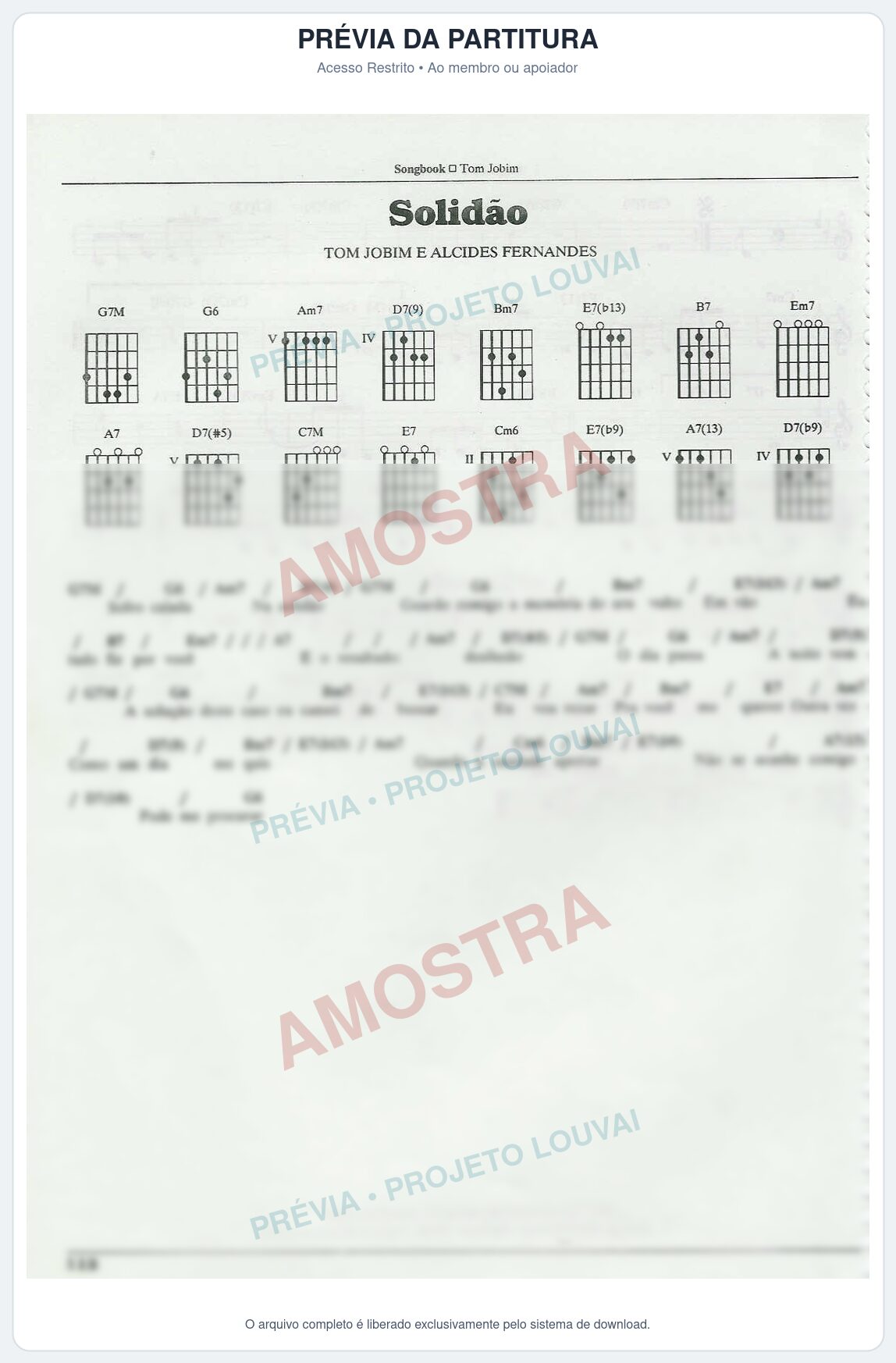 Prévia protegida da primeira página da partitura Partitura para Saxophone Sopranino - Solidão - Tom Jobim