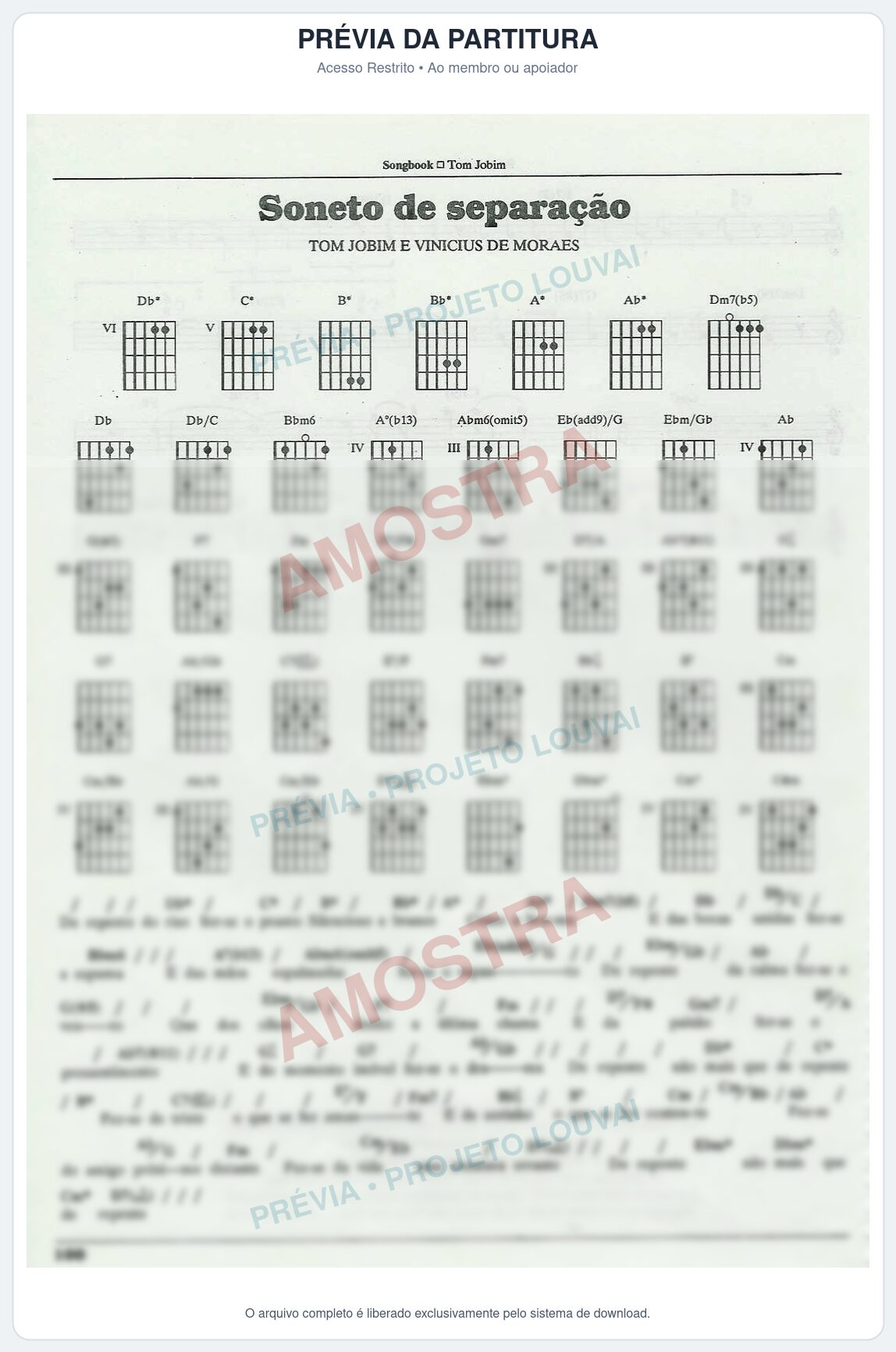 Prévia protegida da primeira página da partitura Partitura para Gaita de Fole - Soneto da imaginação - Tom Jobim