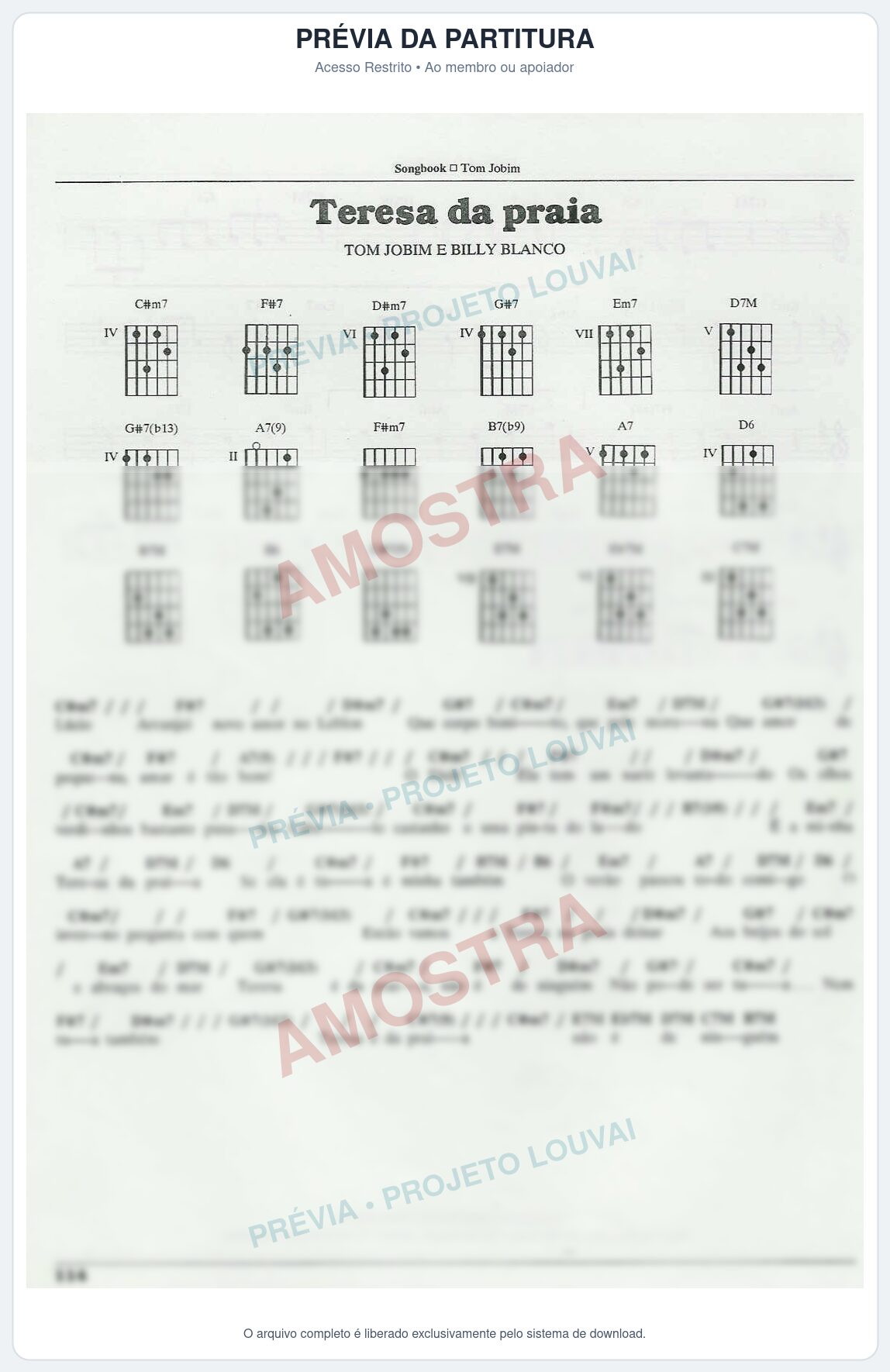 Prévia protegida da primeira página da partitura Partitura para Bandolim - Teresa da Praia - Tom Jobim