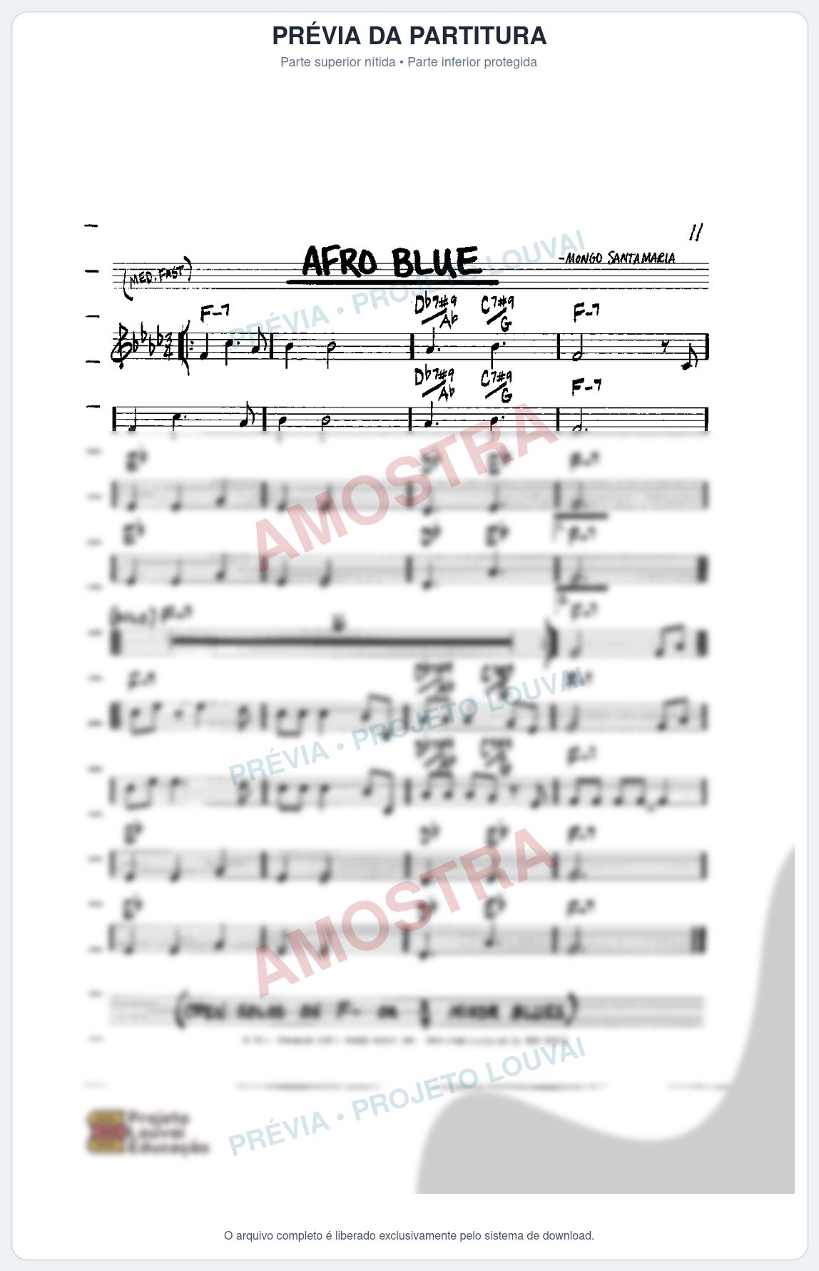 Prévia protegida da primeira página da partitura Partitura para Flautim - Afro Blue - Real Book de Jazz