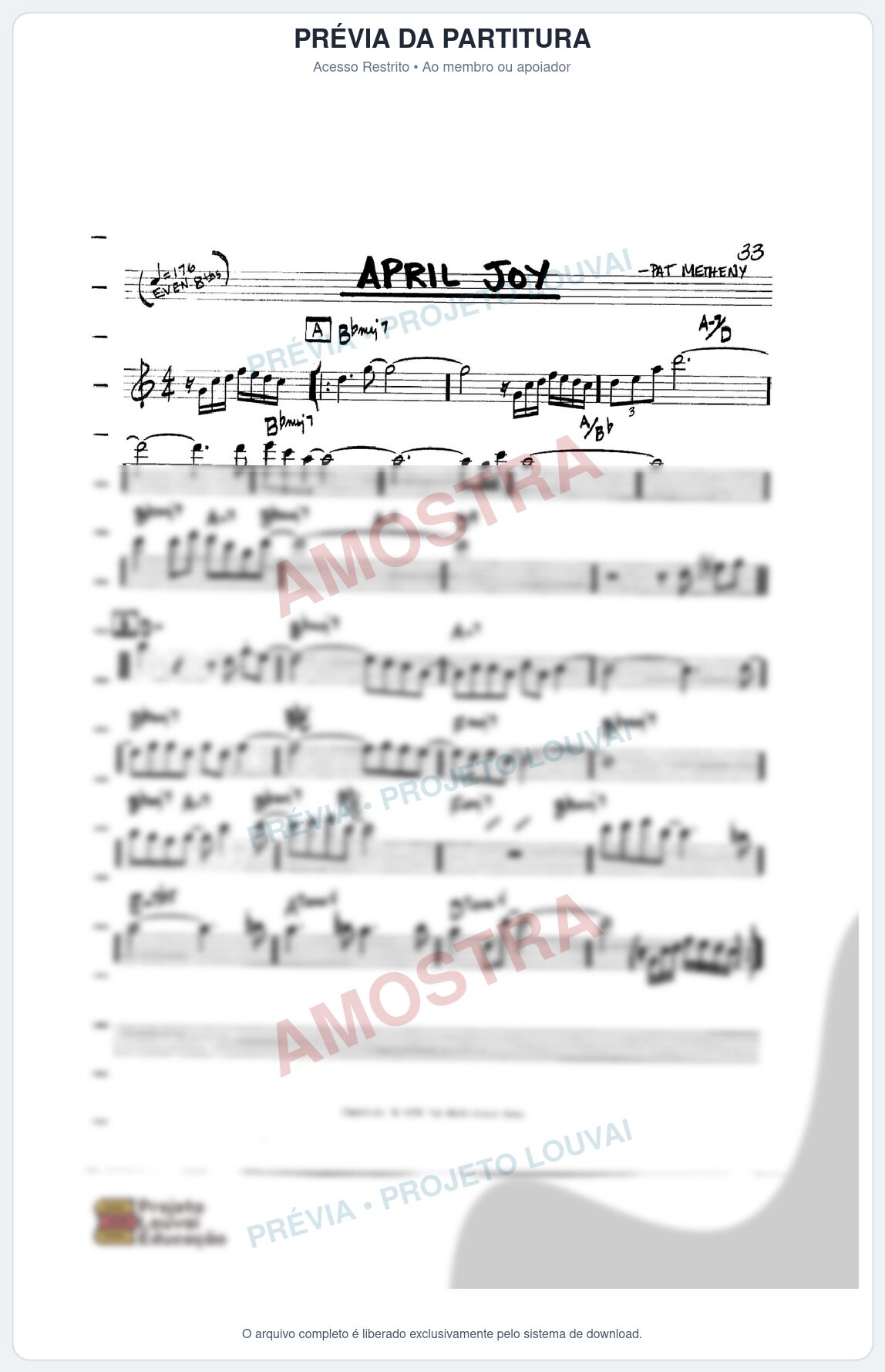 Prévia protegida da primeira página da partitura Partitura para Harpa - April Joy - Real Book de Jazz