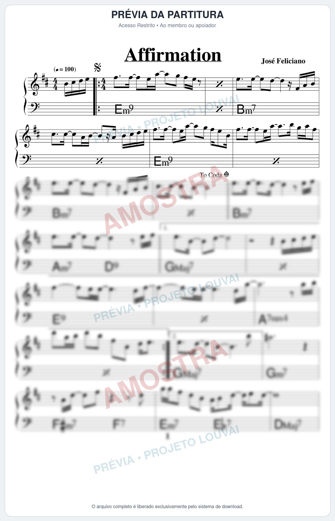 Prévia protegida da primeira página da partitura Partitura para Alaúde - Affirmation - Real Book de Jazz