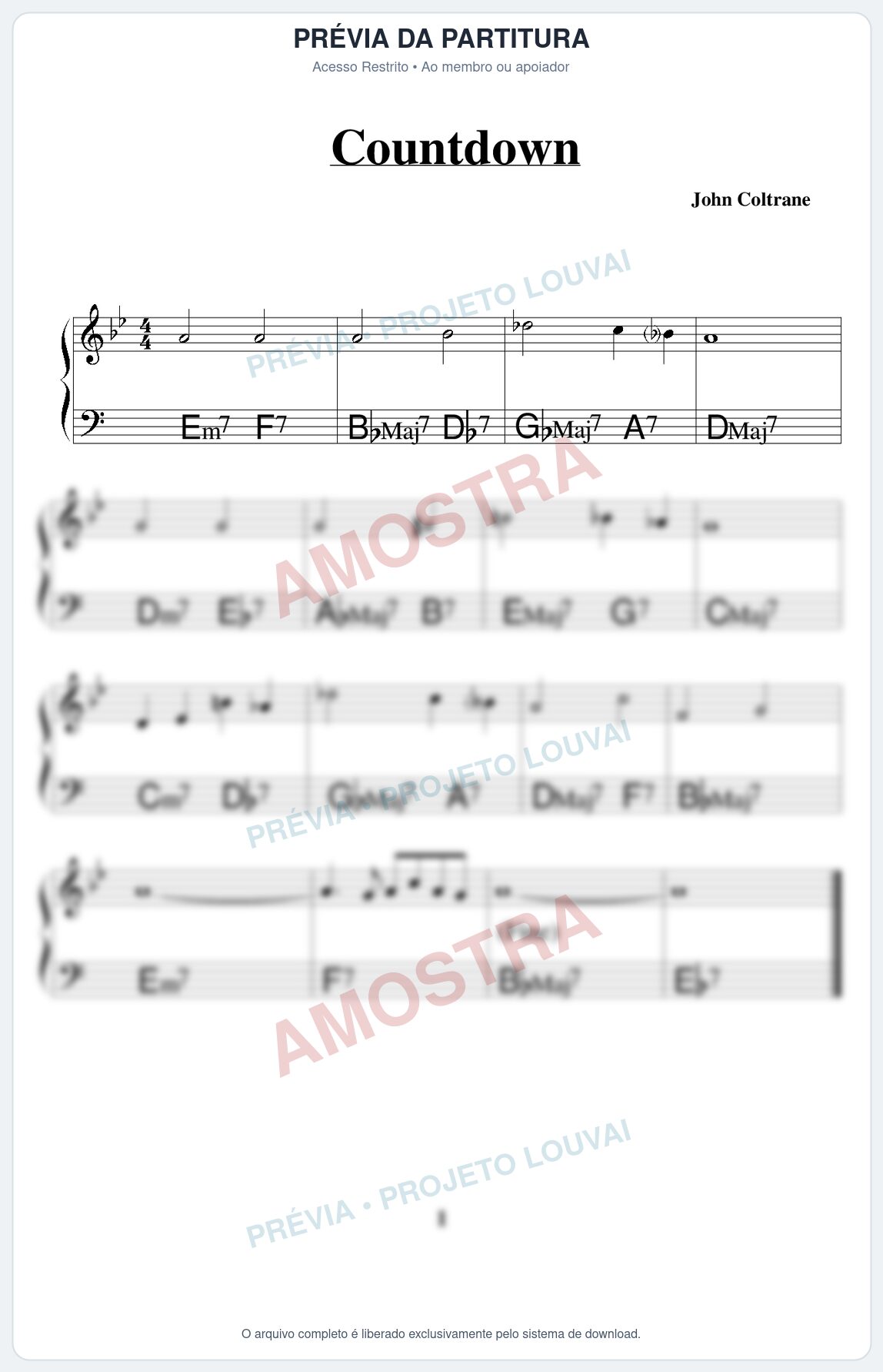 Prévia protegida da primeira página da partitura Partitura para Trompete Piccolo em Sib - Countdown - Real Book de Jazz