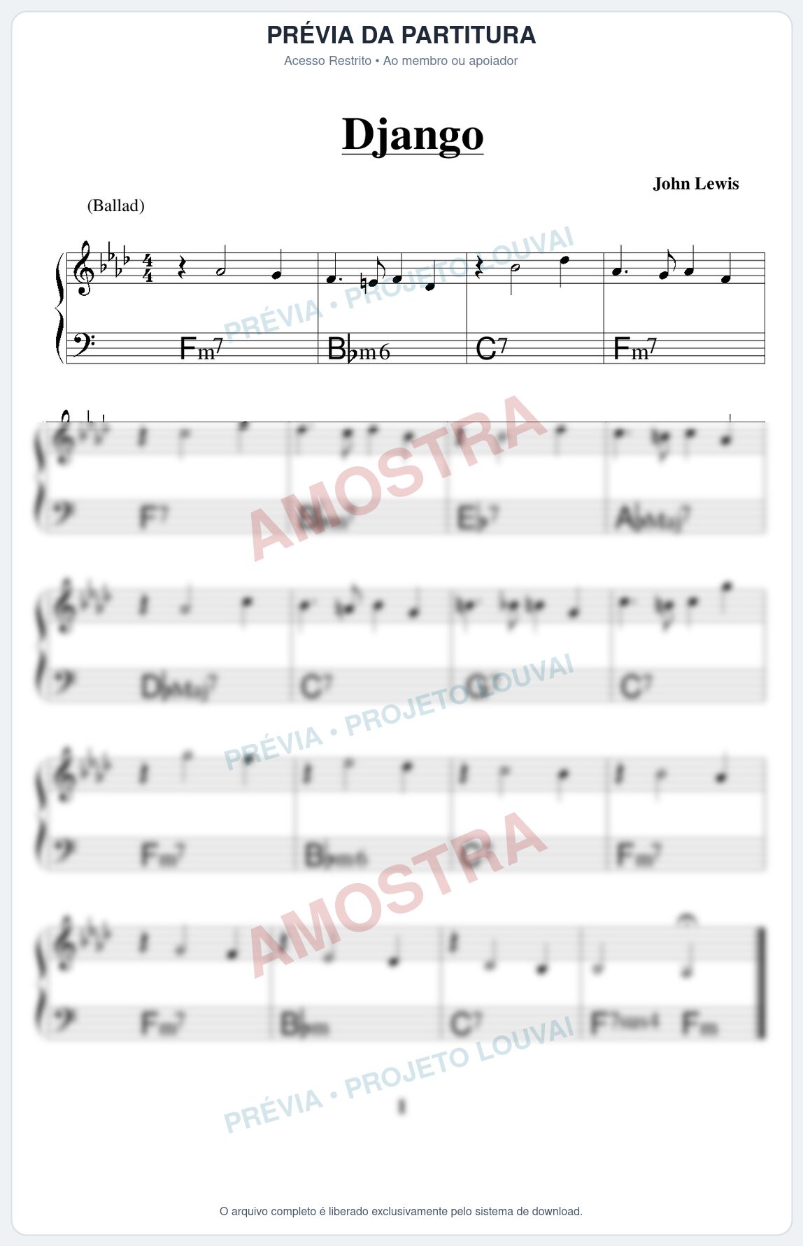 Prévia protegida da primeira página da partitura Partitura para Metalofone alto - Django - Real Book de Jazz